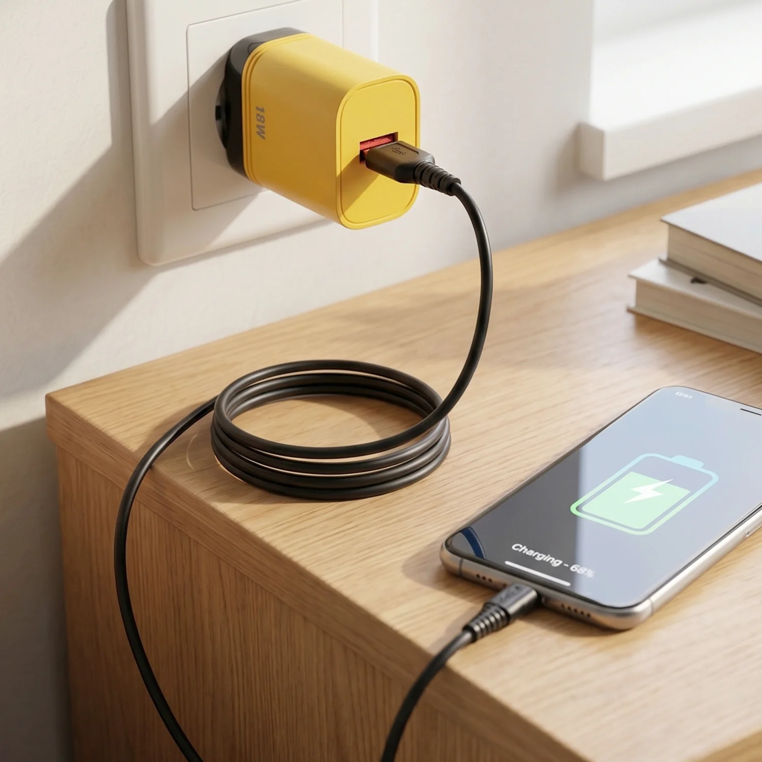 18W Fast Charging USB Wall Charger Adapter with Free Micro USB Cable - Image 5