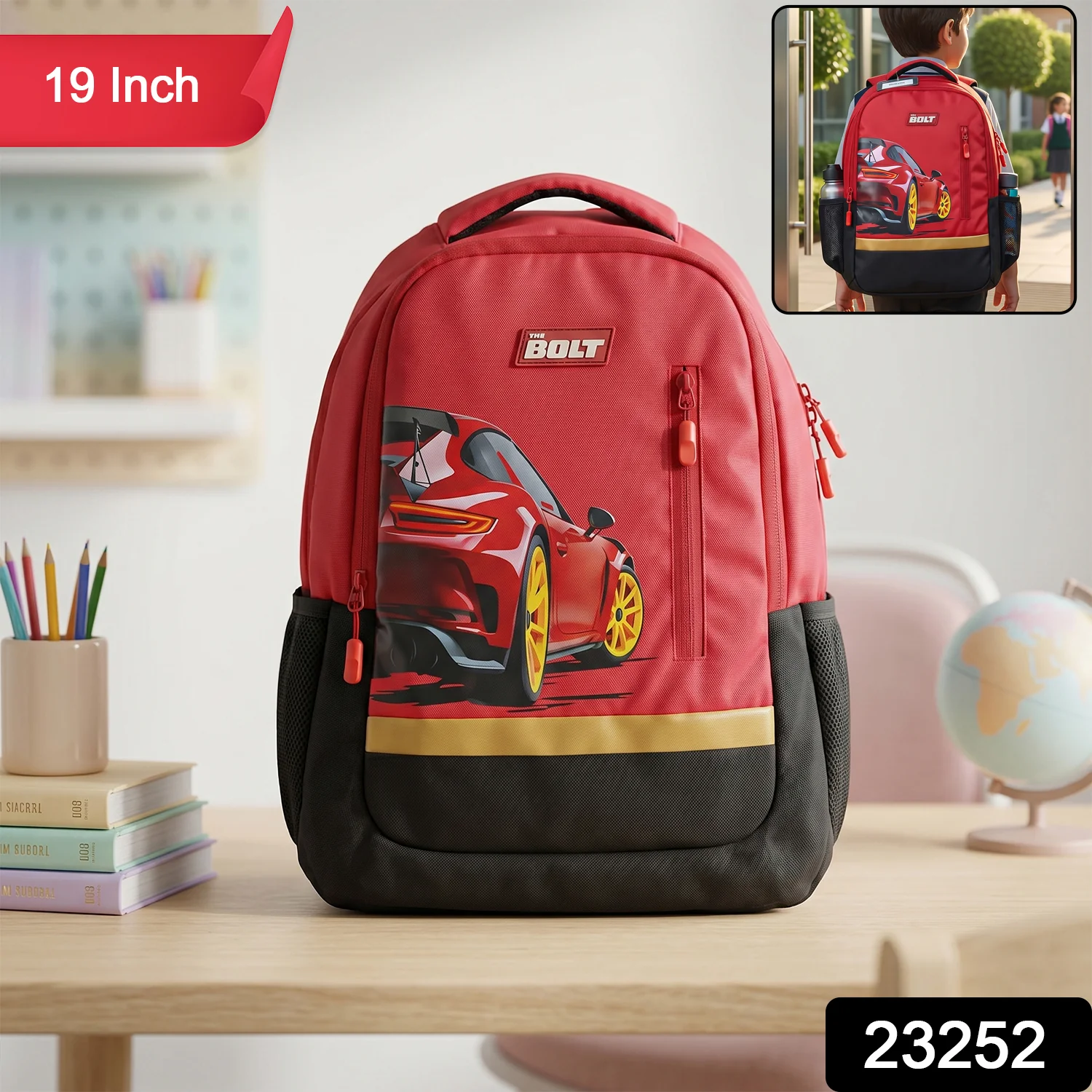 19-inch School Bag with Car Design for Kids - Image 2