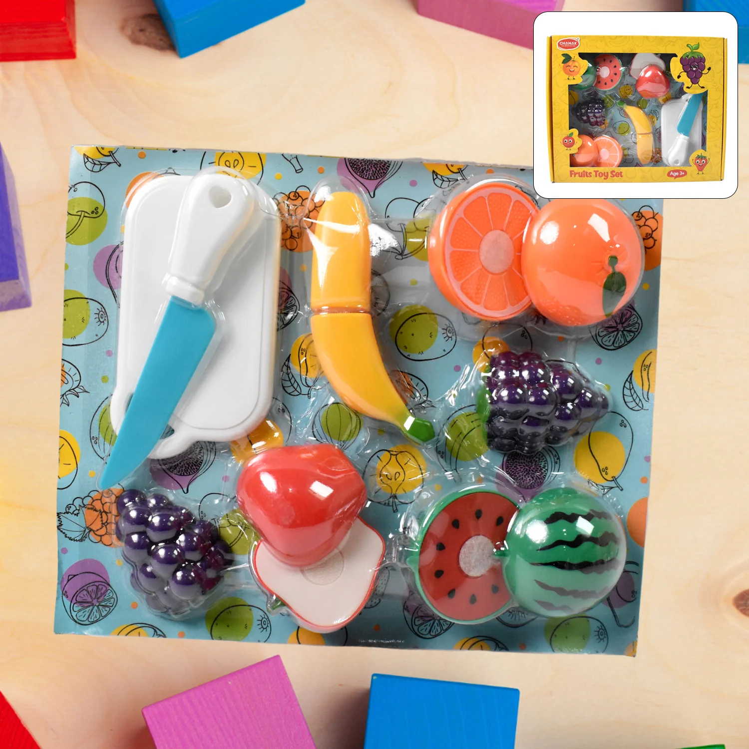 Realistic Sliceable Fruits Cutting Play Toy Set (7 Pcs Set) - Image 3