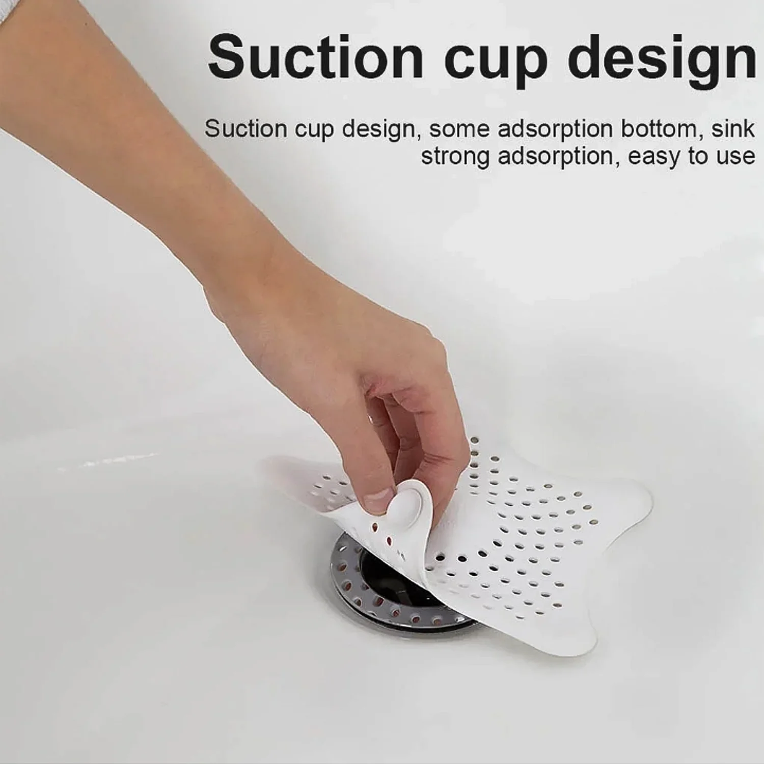 White Silicone Star Shaped Sink Filter Bathroom Hair Catcher Drain Strainers Basin - Image 6
