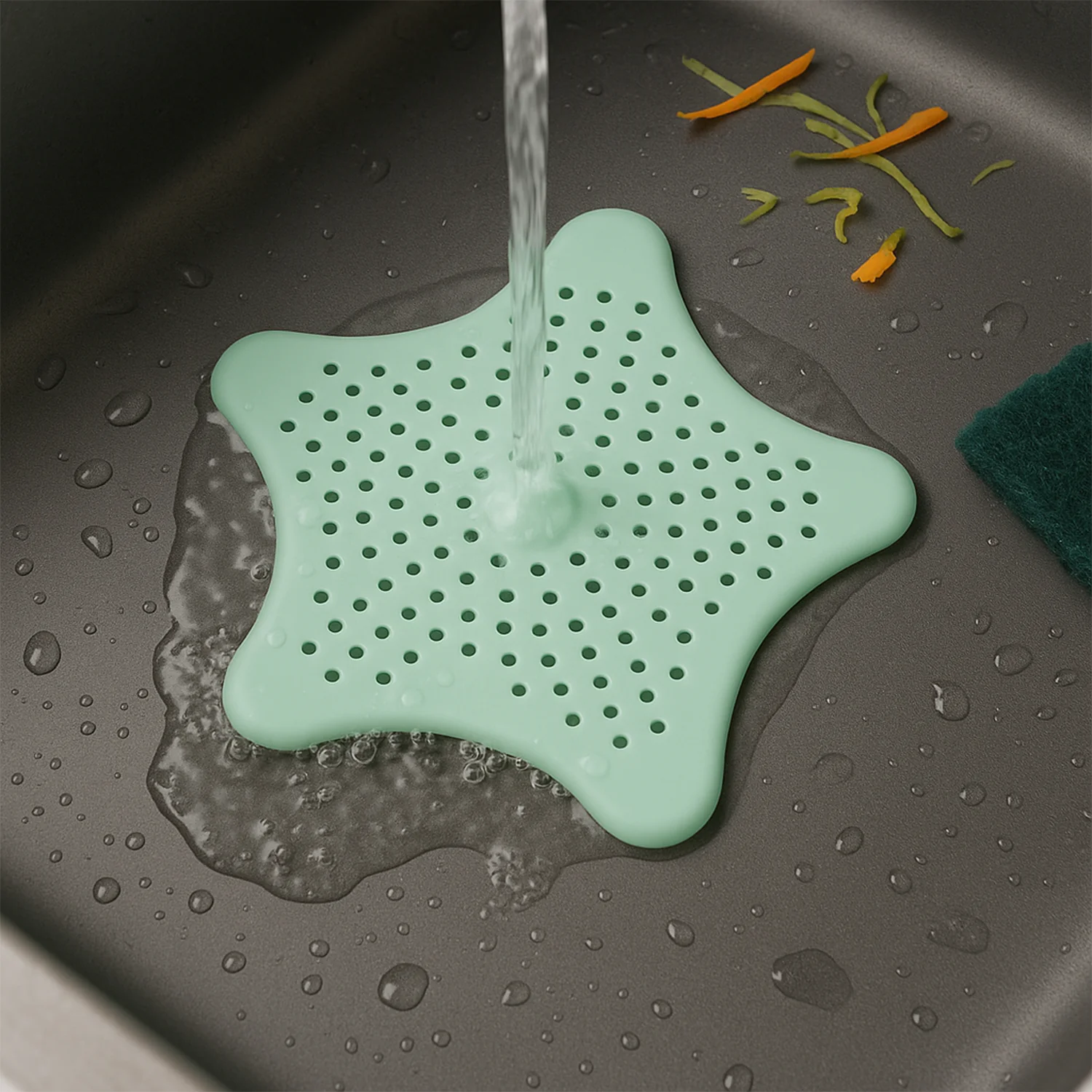 Mint Green Silicone Star Shaped Sink Filter Bathroom Hair Catcher Drain Strainers - Image 3