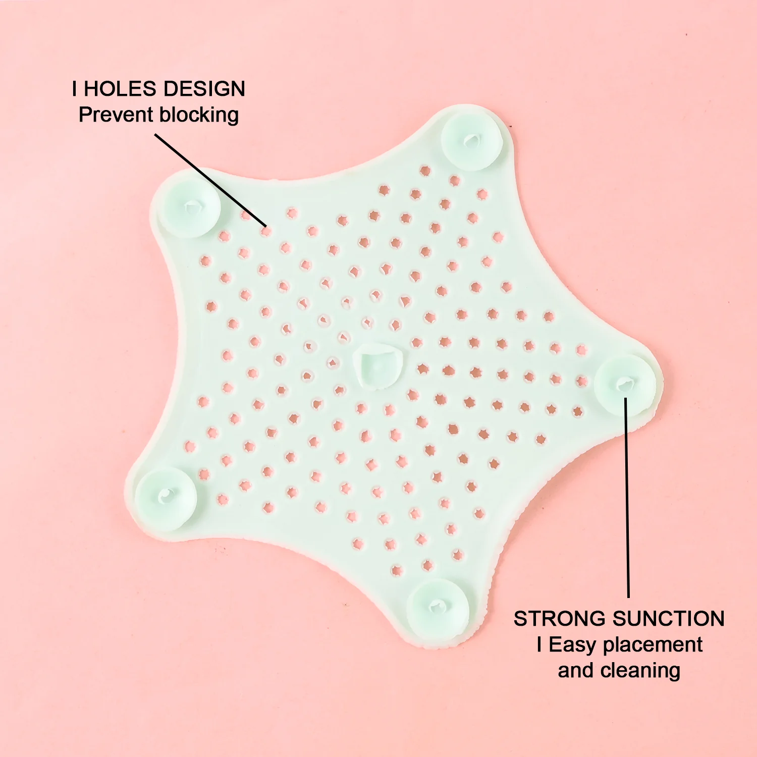 Mint Green Silicone Star Shaped Sink Filter Bathroom Hair Catcher Drain Strainers - Image 6