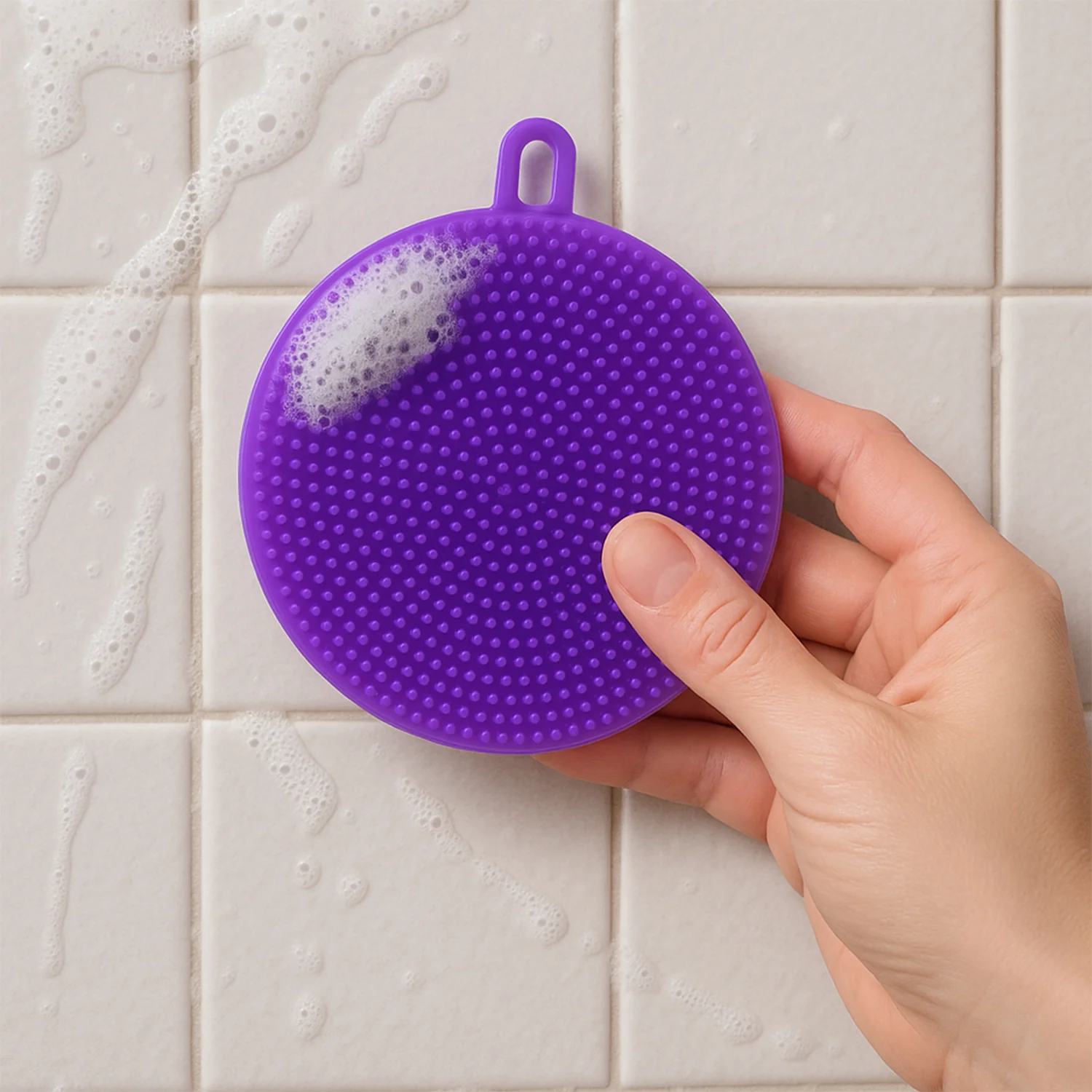 Purple Silicone Dish Scrubber Sponge Mildew Free, Non Stick, Heat Resistant - Image 6