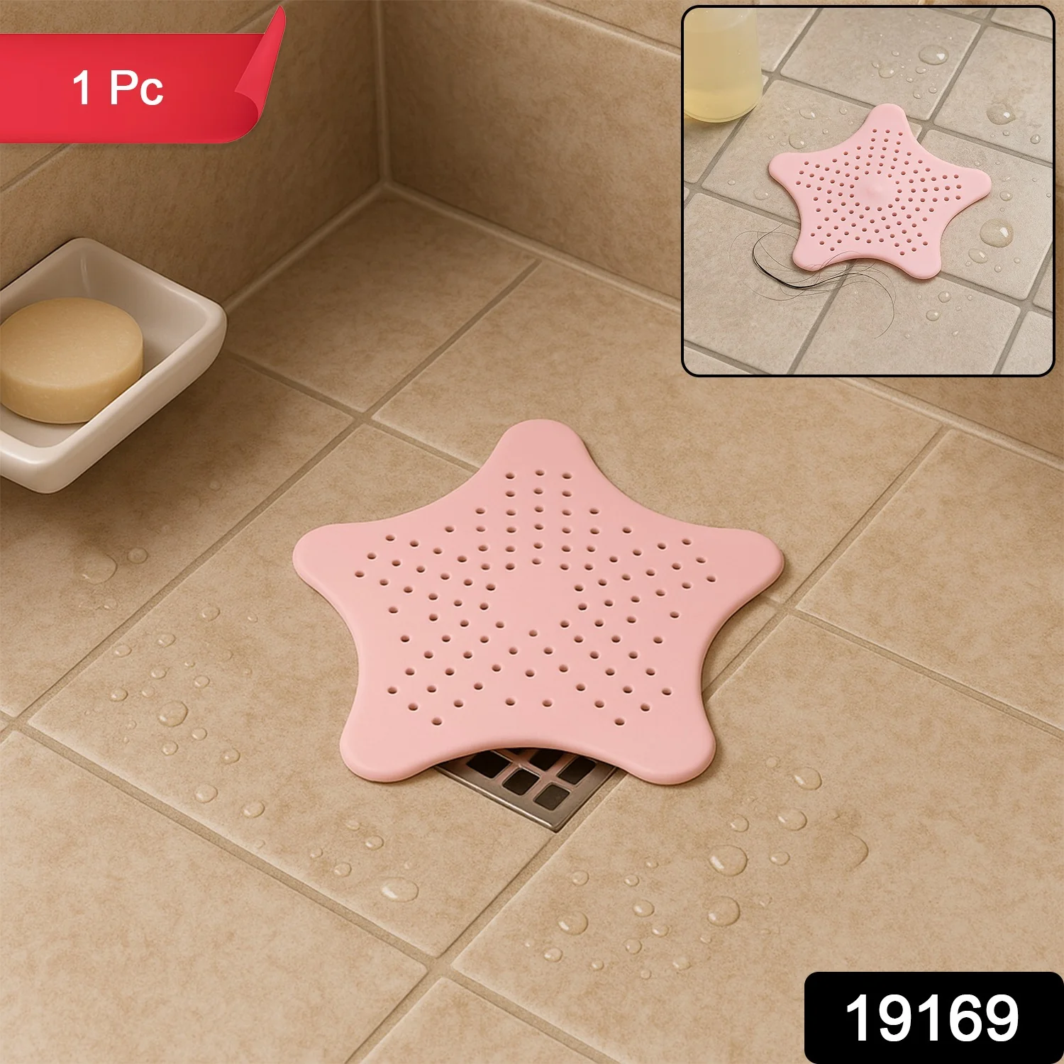 Baby Pink Silicone Star Shaped Sink Filter Bathroom Hair Catcher Drain Strainers - Image 2