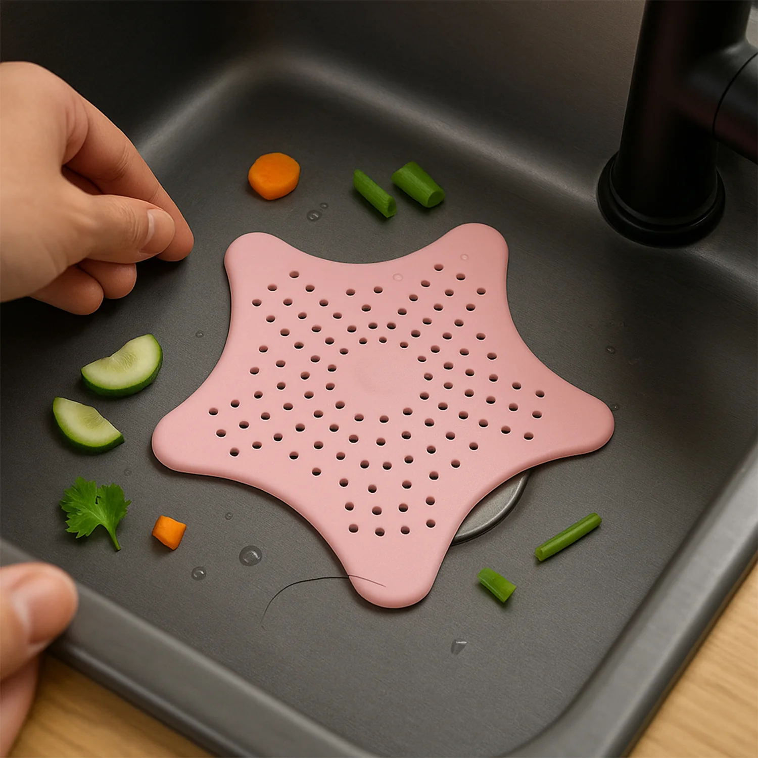Baby Pink Silicone Star Shaped Sink Filter Bathroom Hair Catcher Drain Strainers - Image 6