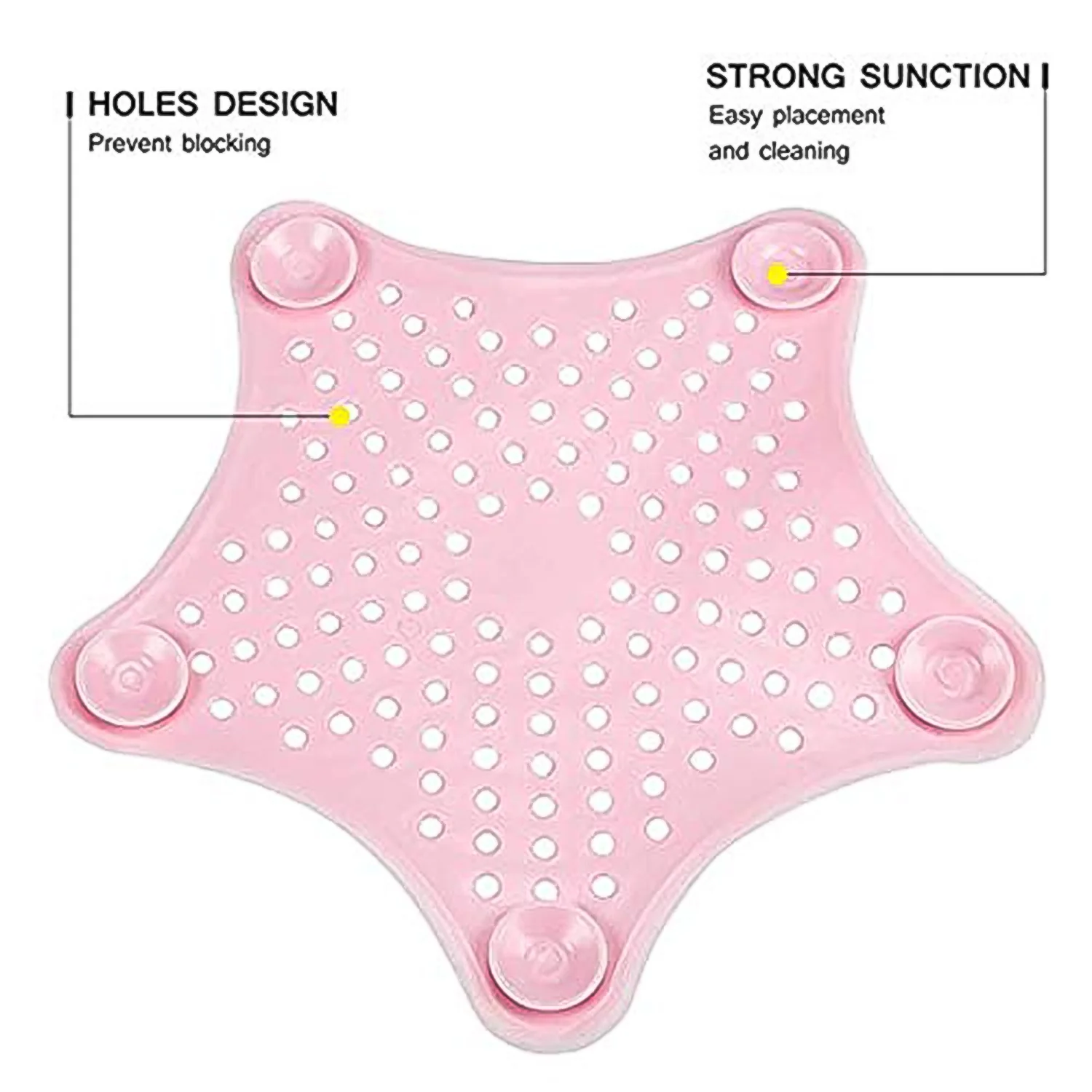 Baby Pink Silicone Star Shaped Sink Filter Bathroom Hair Catcher Drain Strainers - Image 7