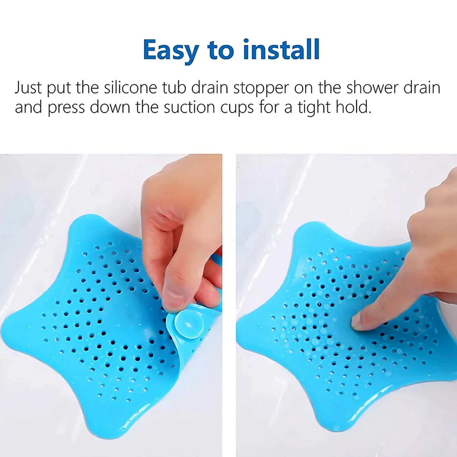 Aqua Blue Silicone Star Shaped Sink Filter Bathroom Hair Catcher Drain Strainers for Basin - Image 3