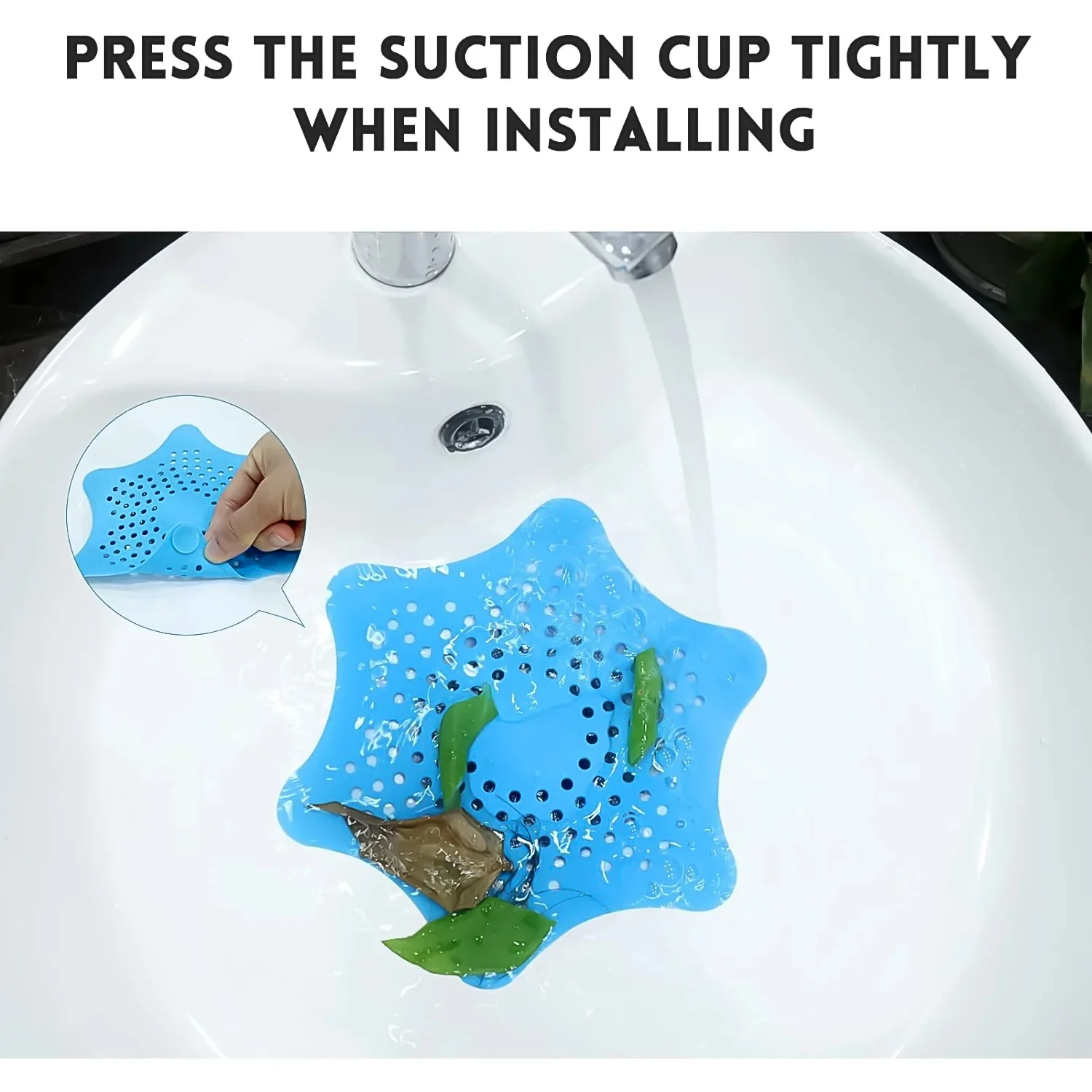 Aqua Blue Silicone Star Shaped Sink Filter Bathroom Hair Catcher Drain Strainers for Basin - Image 4