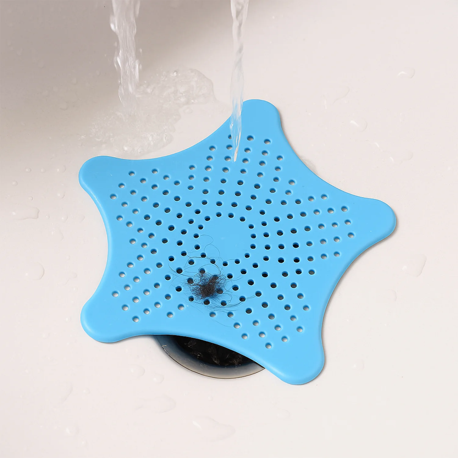 Aqua Blue Silicone Star Shaped Sink Filter Bathroom Hair Catcher Drain Strainers for Basin - Image 9