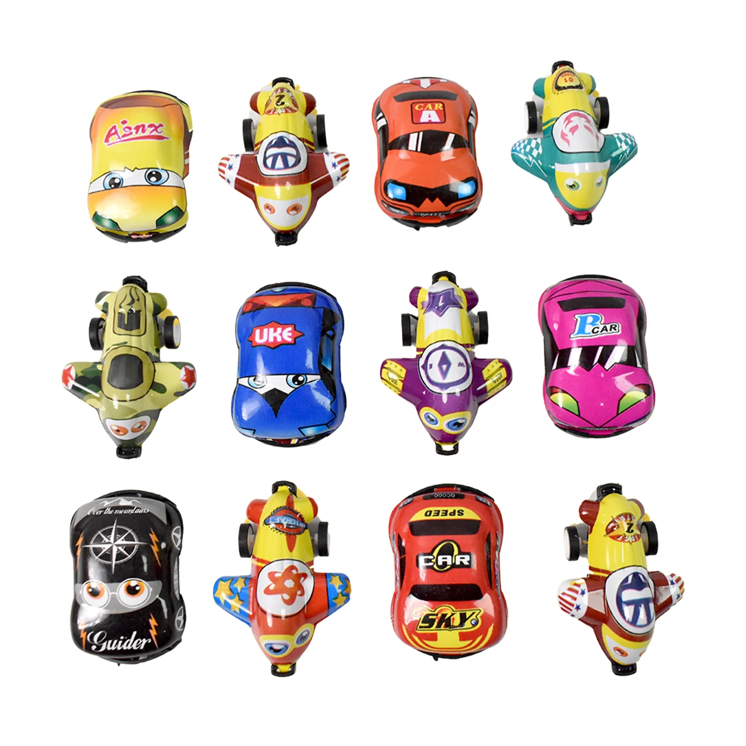 Mini Pull Back Car & Aeroplane PVC Plastic Pull Back Car Cartoon Toys (12 Pcs Set) - Image 5