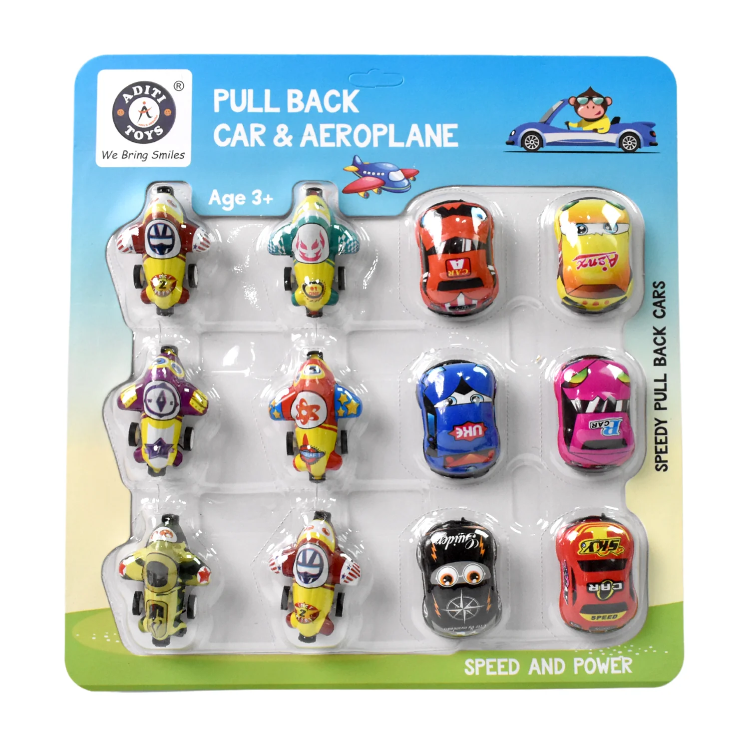 Mini Pull Back Car & Aeroplane PVC Plastic Pull Back Car Cartoon Toys (12 Pcs Set) - Image 6
