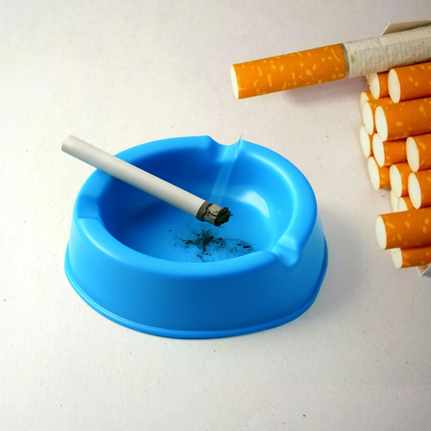 Oblivion Durable Plastic Ashtray with Wide Bowl and Triple Cigarette Holder Slots (1 Pc) - Image 5