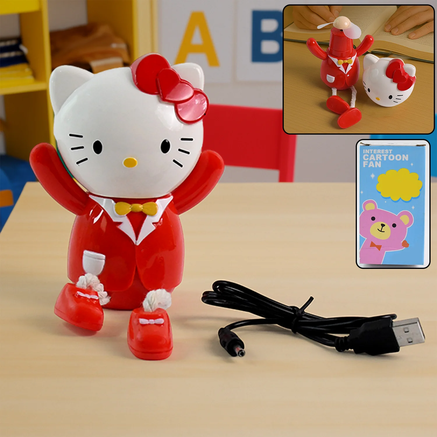 USB Cartoon Character Mini Table Fan for Kids (1 Pc) - Image 3