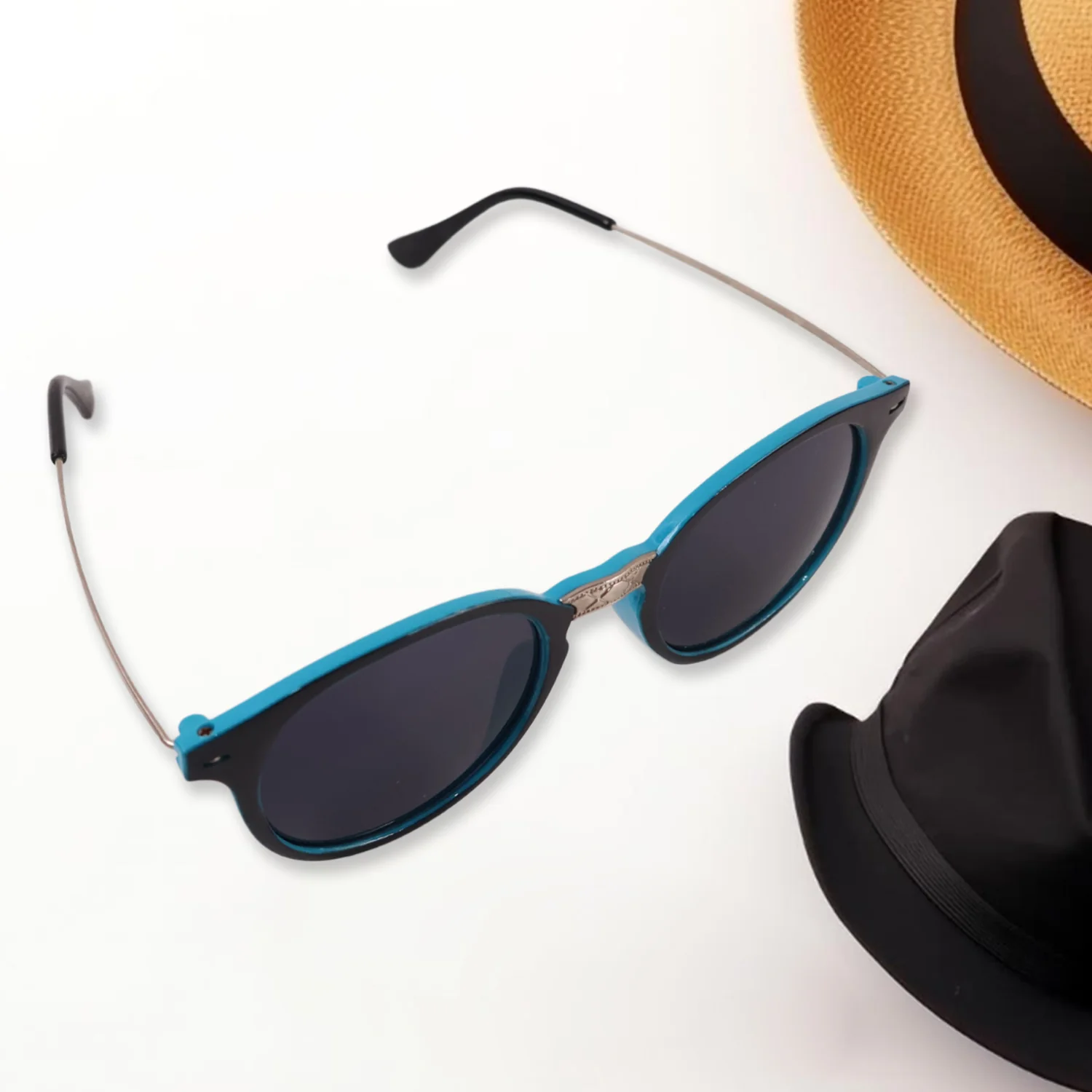 Sky Blue UV Protected Round Sunglasses, classic Sunglasses for Men & Women - Image 6