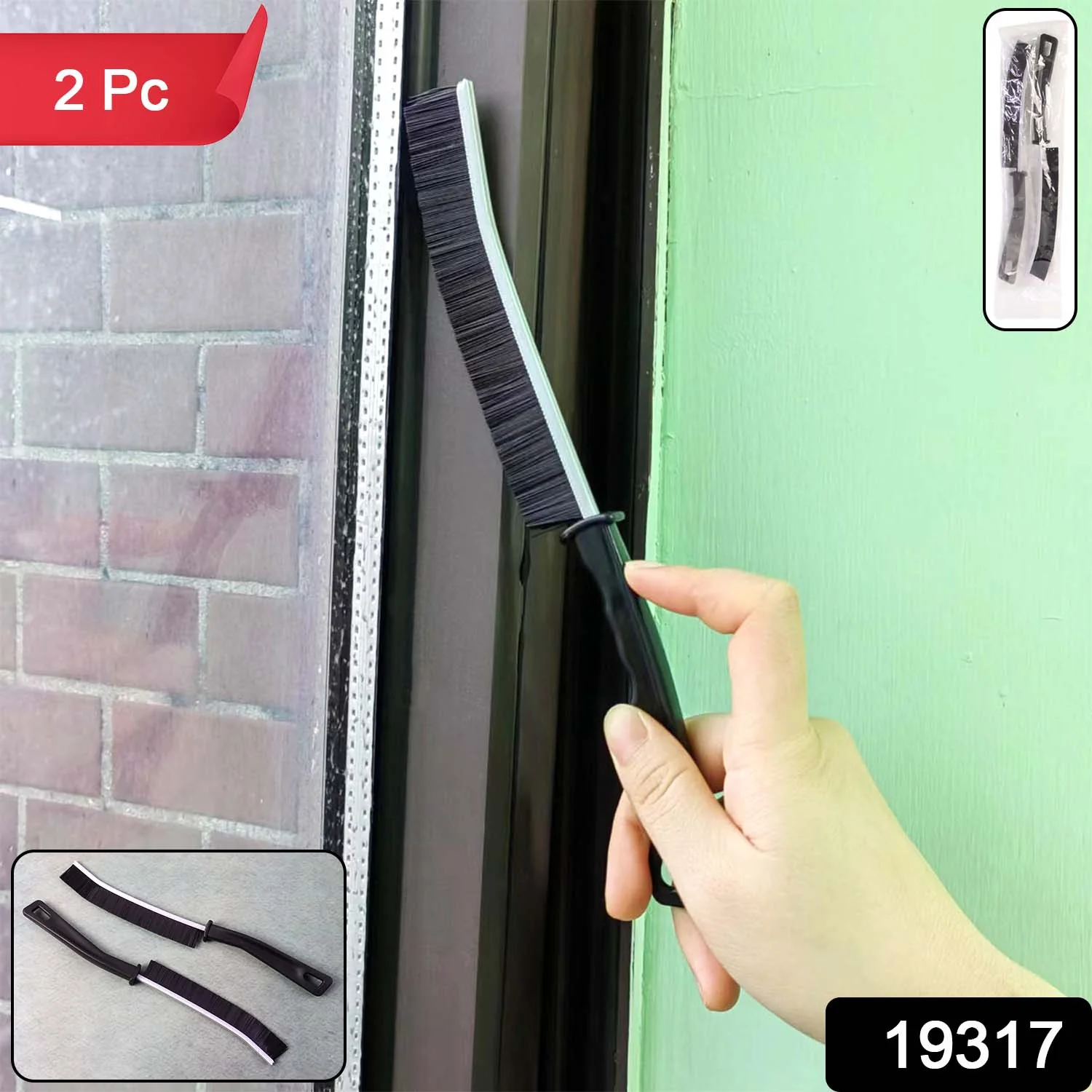 Long Handle Corner Cleaning Brush (2 Pc Set) - Image 2