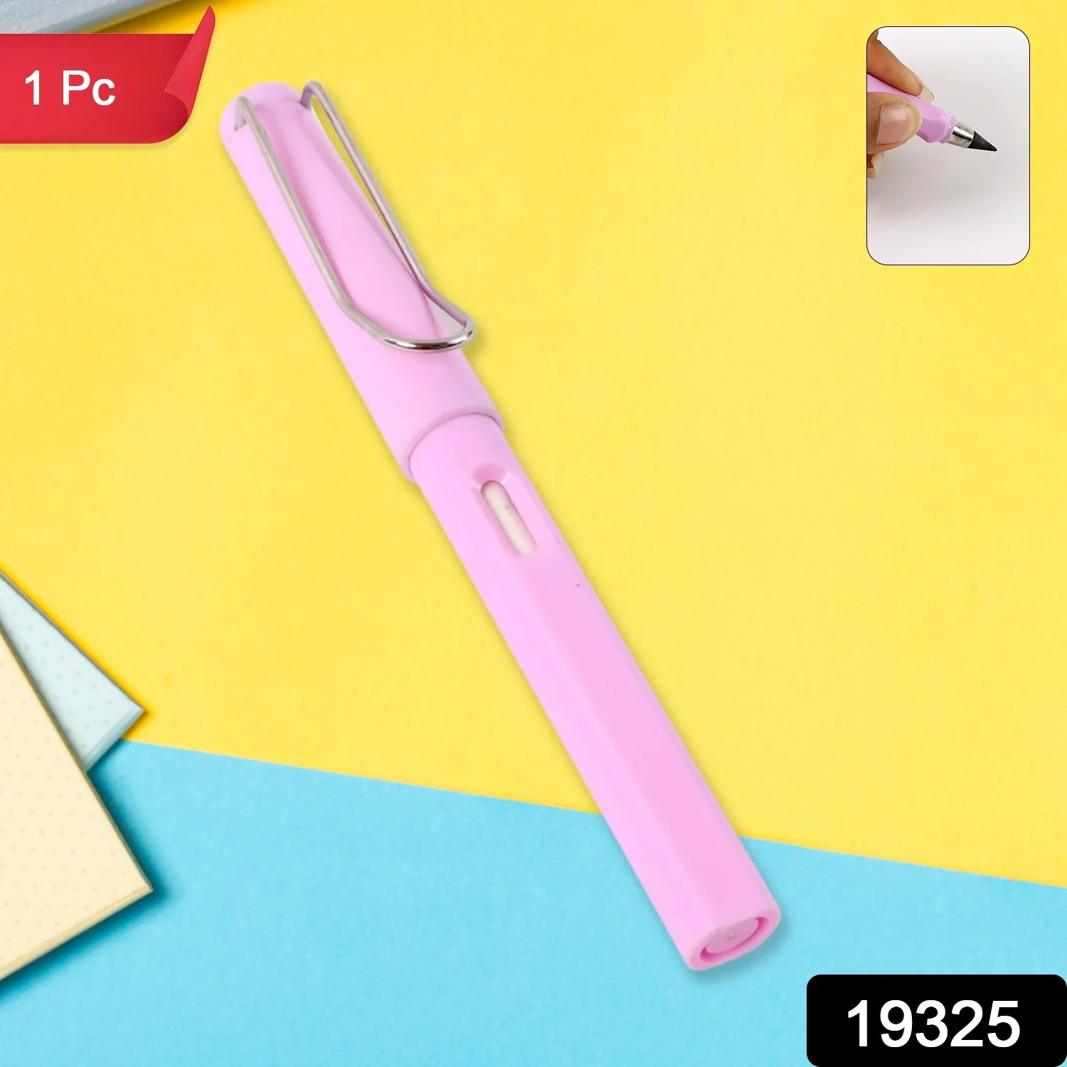 Pink 2-in-1 Everlasting Magic Pencil Replaceable Eraser – Inkless, Reusable, Portable - Image 2