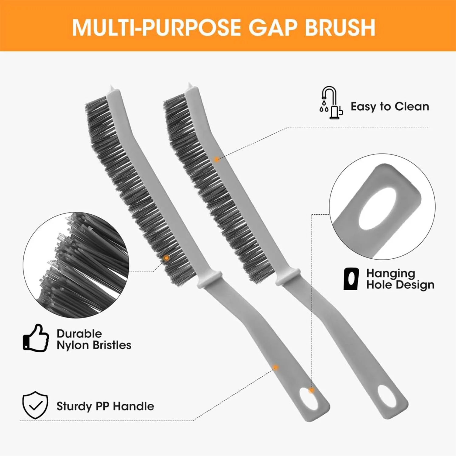 Long Handle Corner Cleaning Brush (2 Pc Set) - Image 7