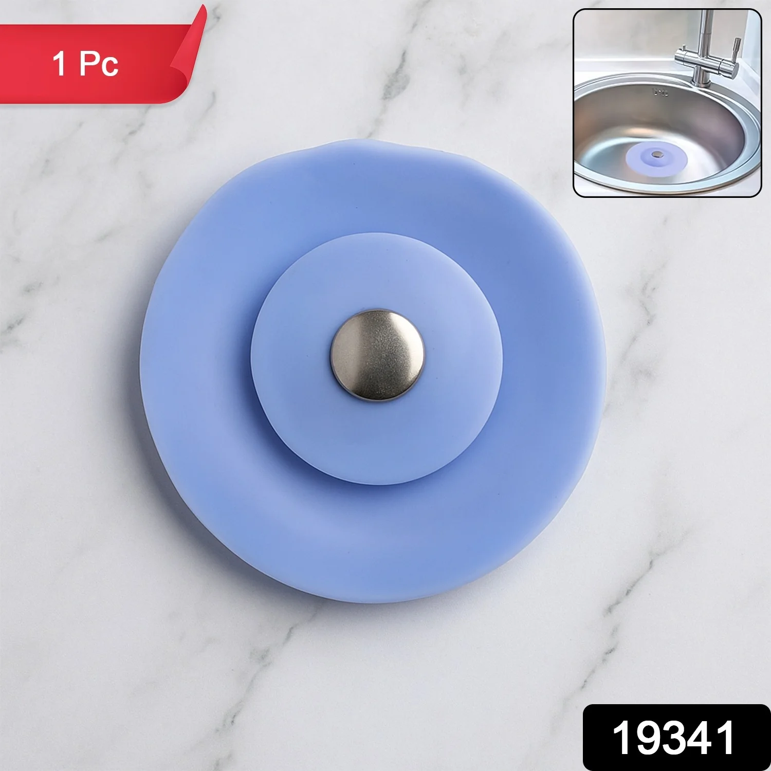 Creative 2-in-1 Blue Silicone Sewer Sink Sealer Cover Drainer (multicolour / 1 Pc) - Image 2
