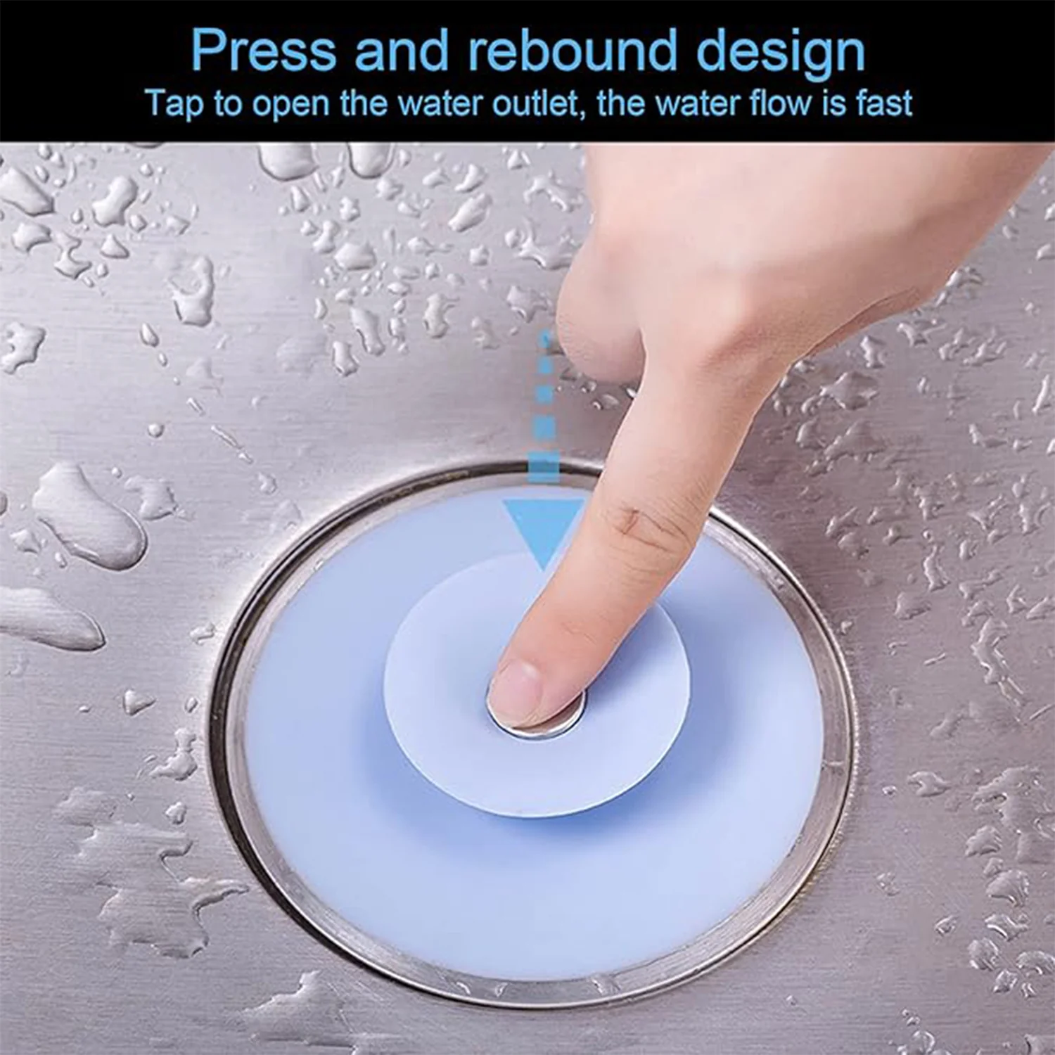 Creative 2-in-1 Blue Silicone Sewer Sink Sealer Cover Drainer (multicolour / 1 Pc) - Image 4