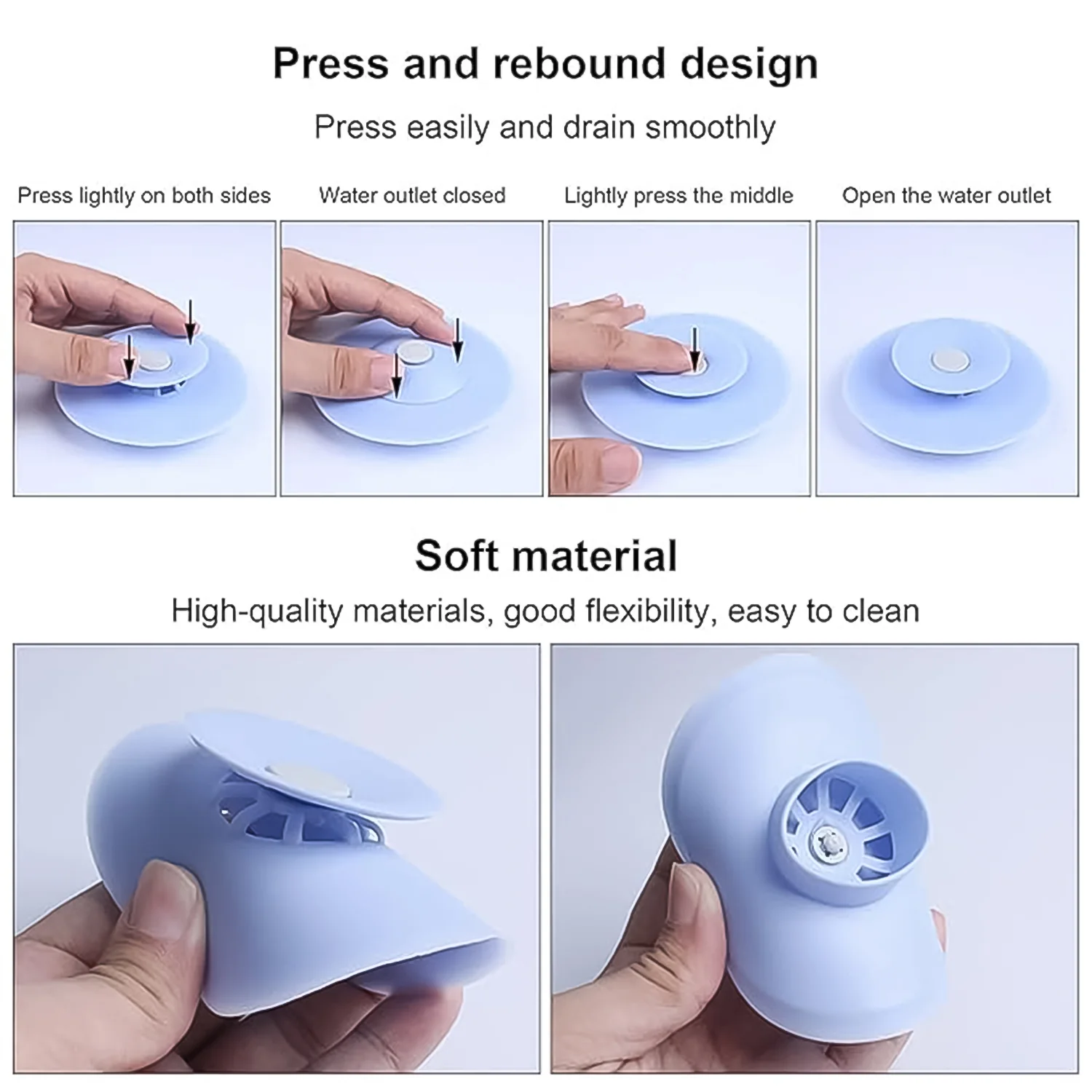Creative 2-in-1 Blue Silicone Sewer Sink Sealer Cover Drainer (multicolour / 1 Pc) - Image 6