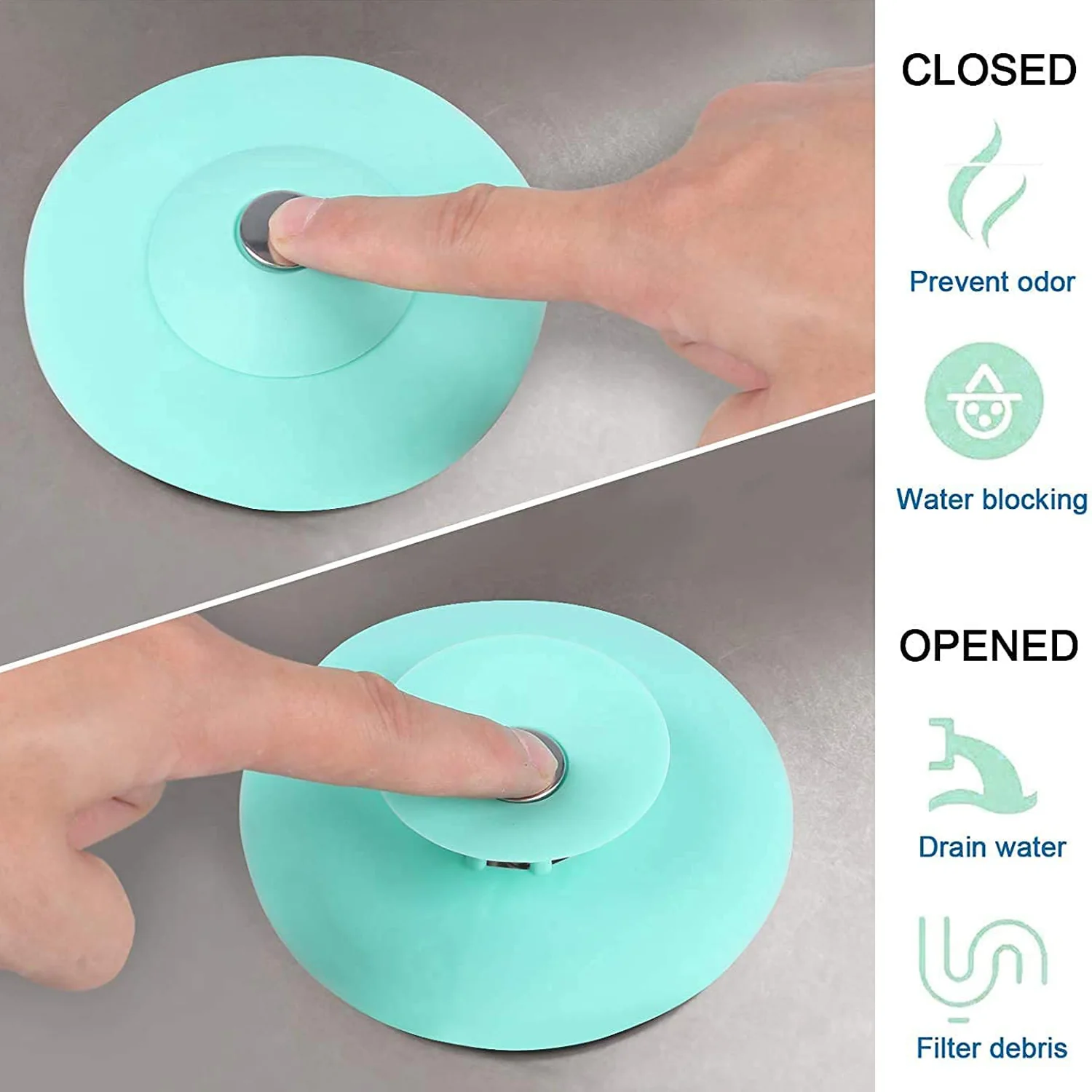 Creative 2-in-1 Light Green Silicone Sewer Sink Sealer Cover Drainer (multicolour) - Image 4