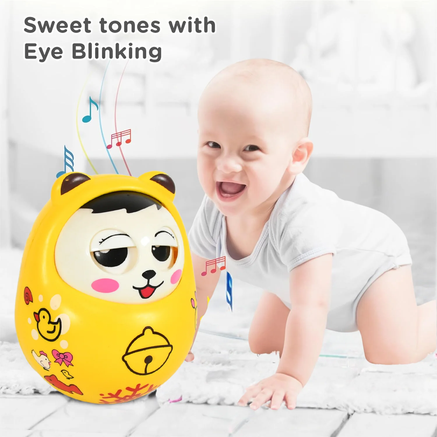 Musical Roly Poly Toy for Babies – Push & Shake Wobbling Doll - Image 5