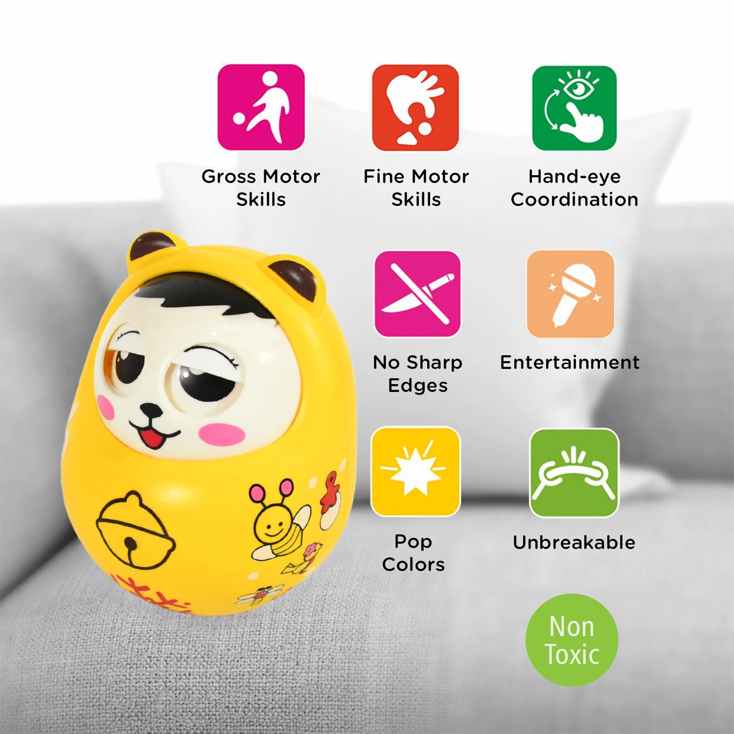 Musical Roly Poly Toy for Babies – Push & Shake Wobbling Doll - Image 6