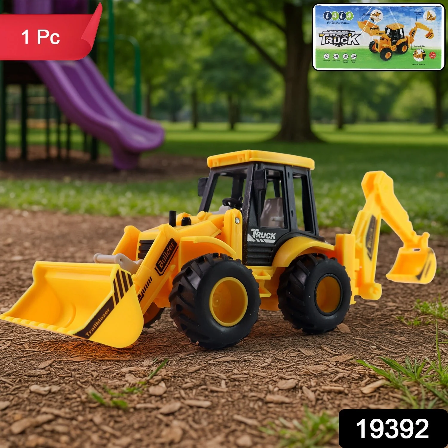 LALA Friction Powered JCB Style Backhoe Loader Construction Toy Truck for Kids (1 Pc) - Image 2