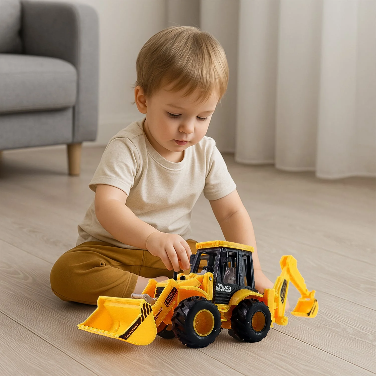 LALA Friction Powered JCB Style Backhoe Loader Construction Toy Truck for Kids (1 Pc) - Image 4