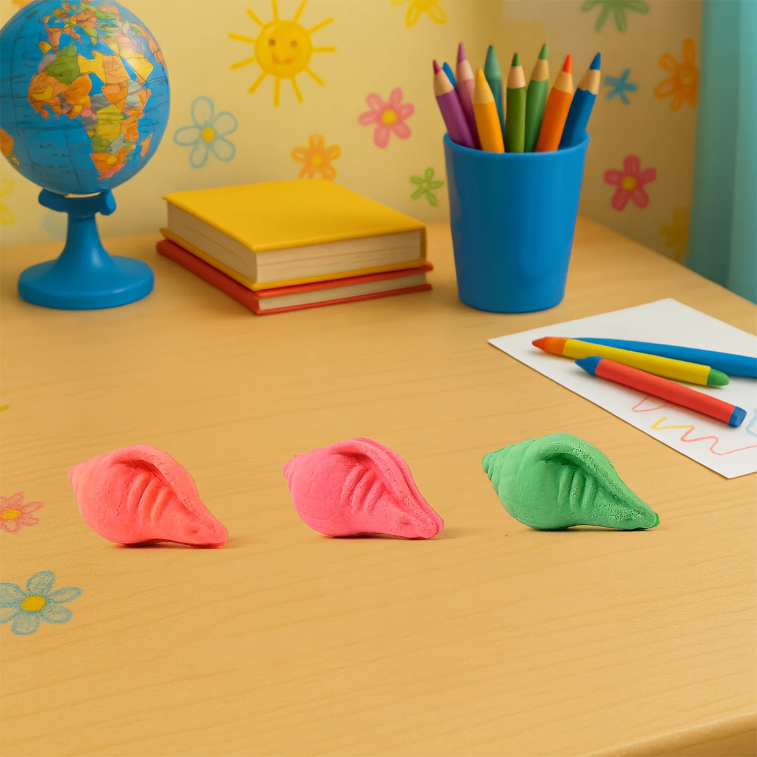 Shankh Shape Eraser Rubber (20 Pc / Mix Colour & Design) - Image 6