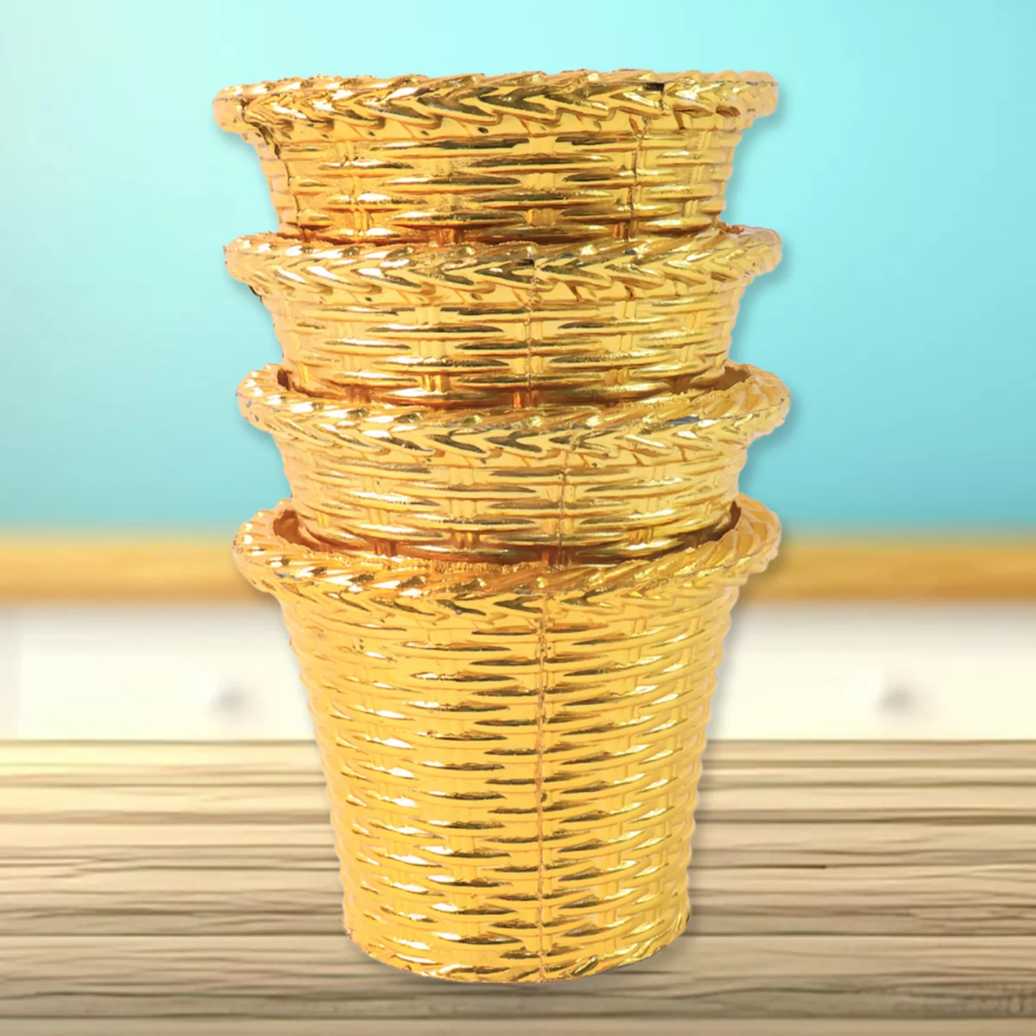 Plastic Flower Valencia (Pot) Home and Outdoor (4 Pc) - Image 3