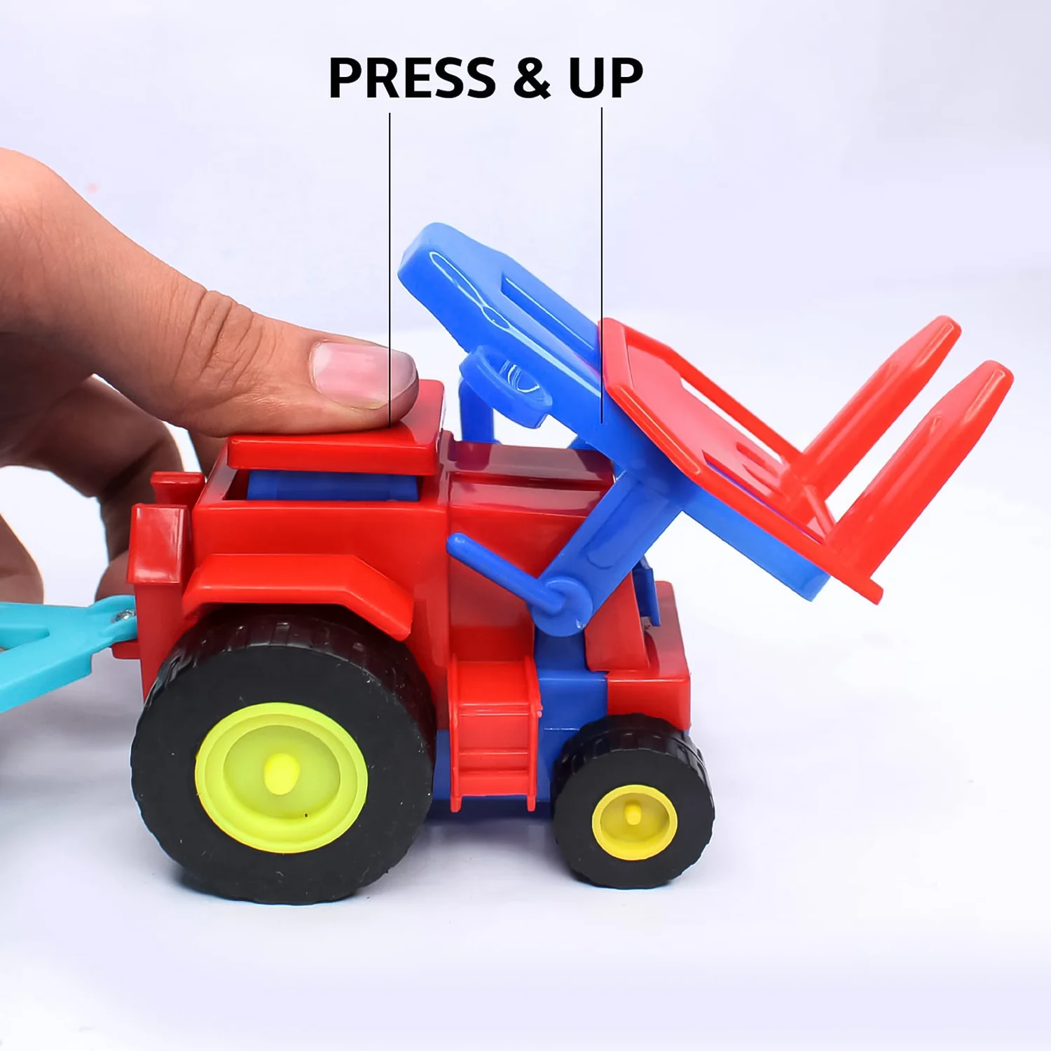 Plastic Tractor Toy Friction Powered Tractor with Bricks Trolley (1 Pc) - Image 3