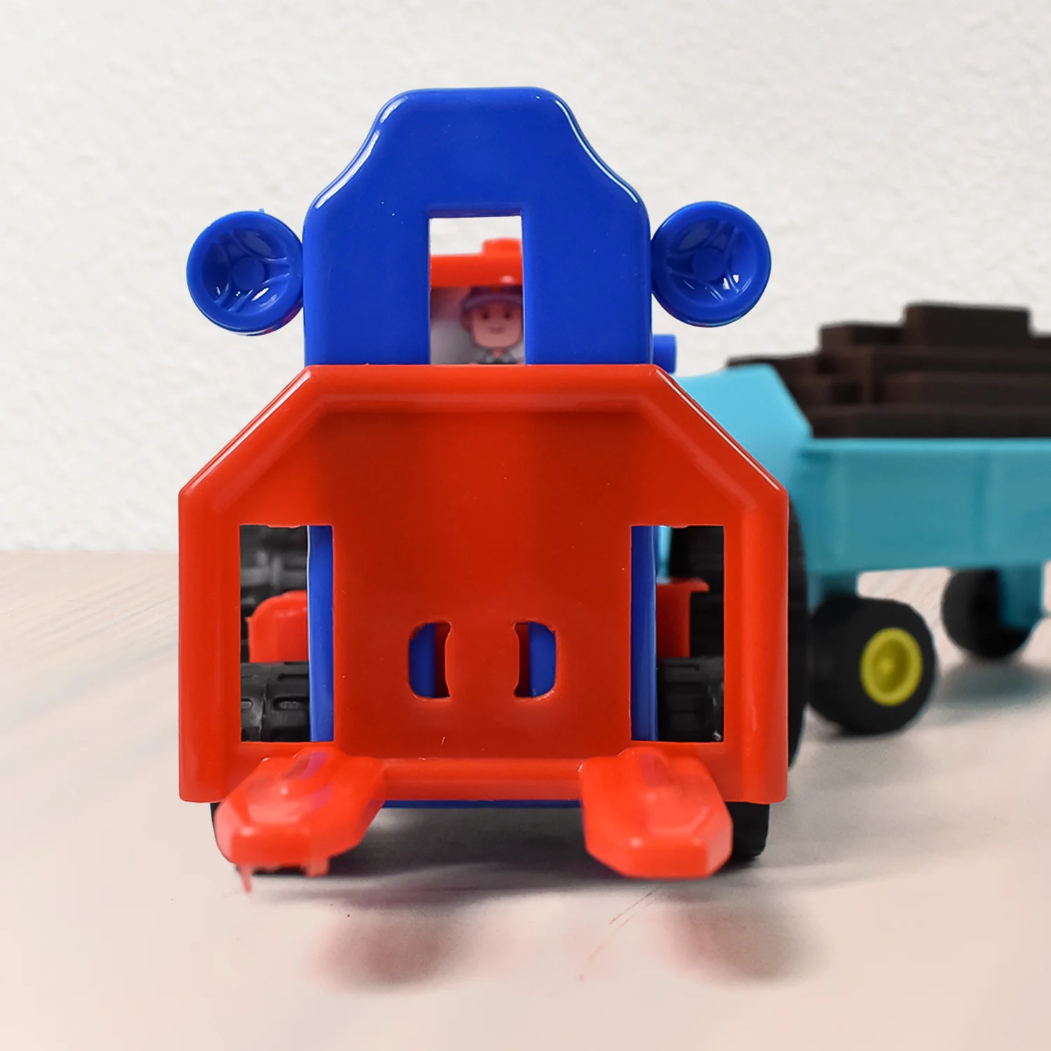 Plastic Tractor Toy Friction Powered Tractor with Bricks Trolley (1 Pc) - Image 6