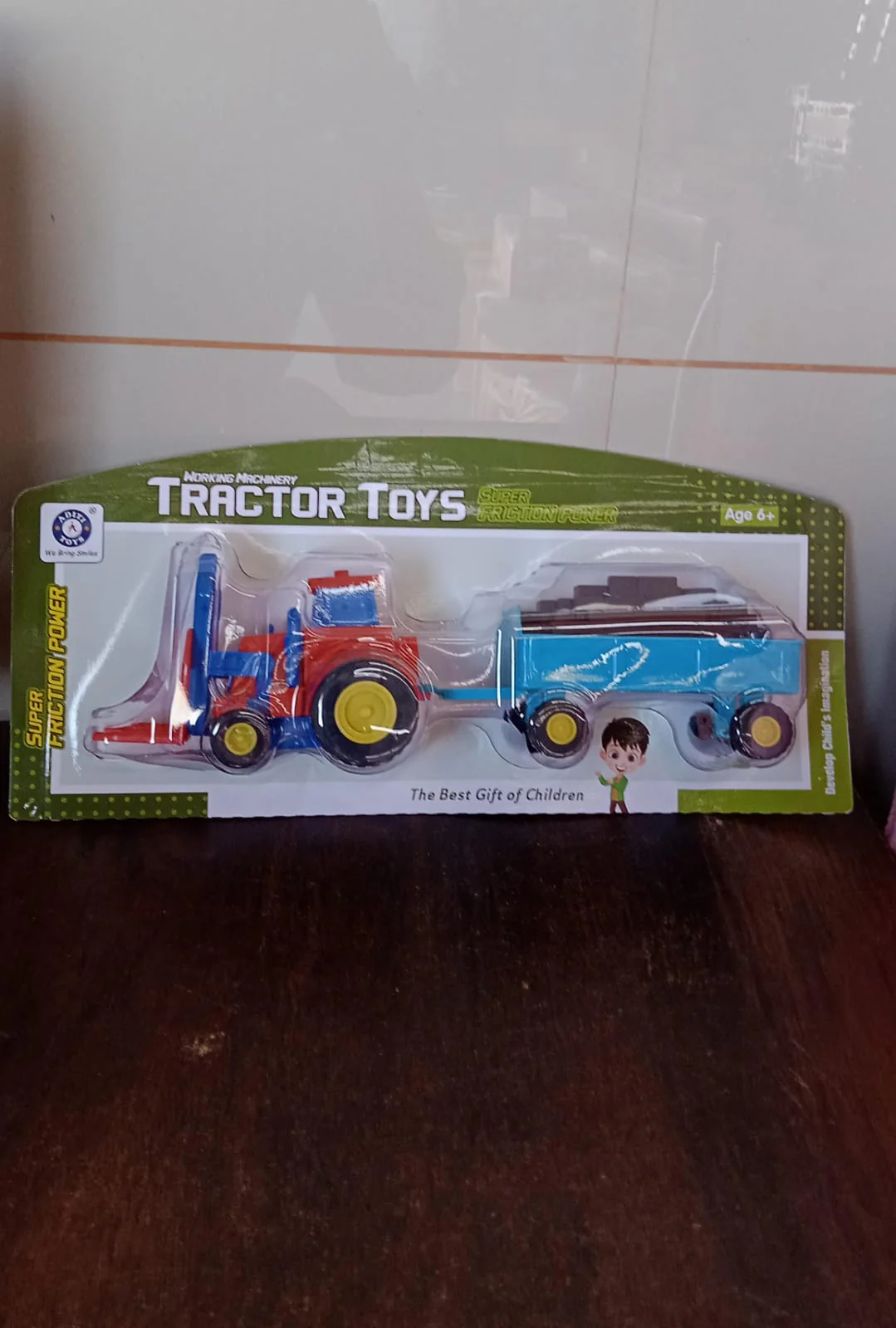 Plastic Tractor Toy Friction Powered Tractor with Bricks Trolley (1 Pc) - Image 7
