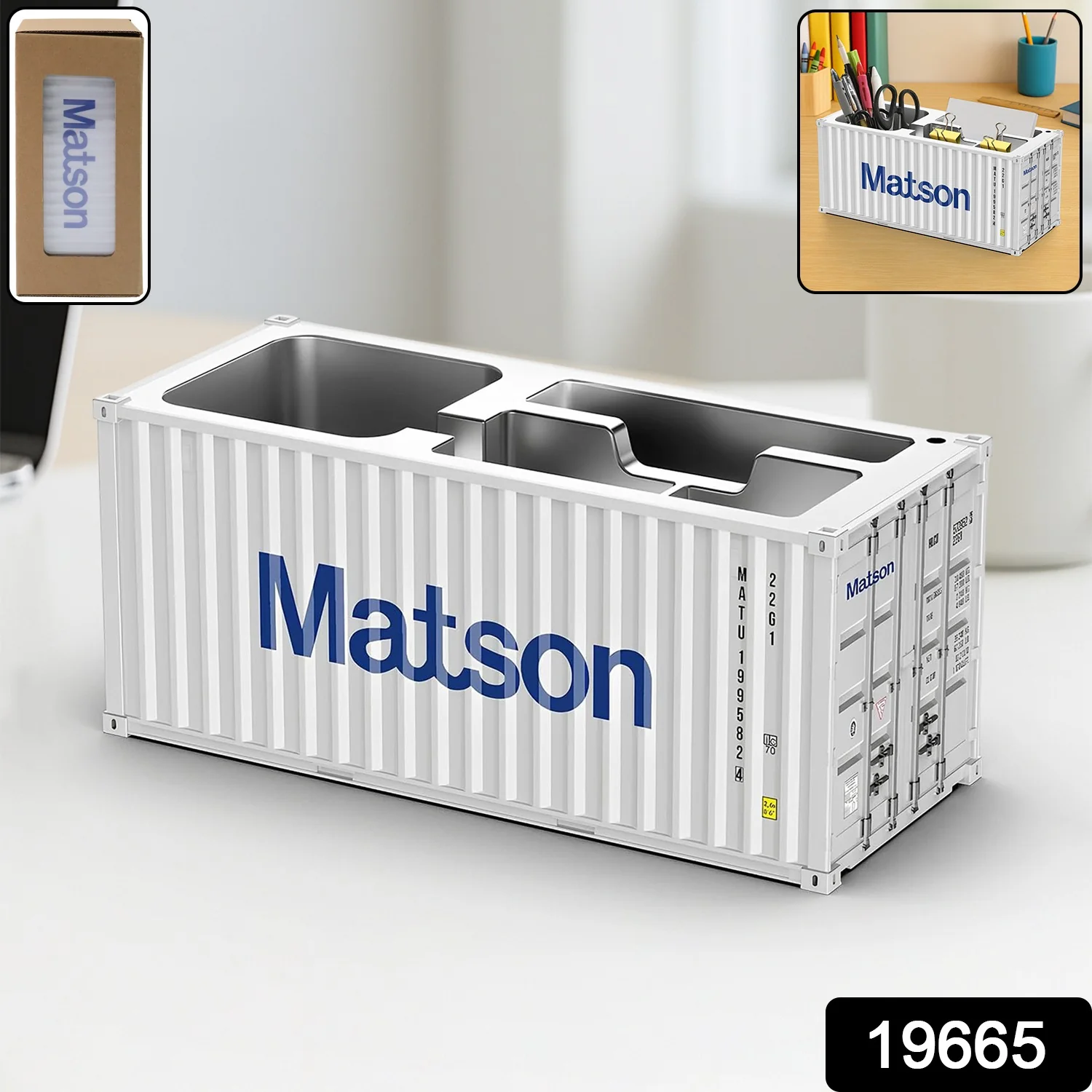 Container-Style Multi-Compartment Desk Organizer (1 Pc) - Image 2