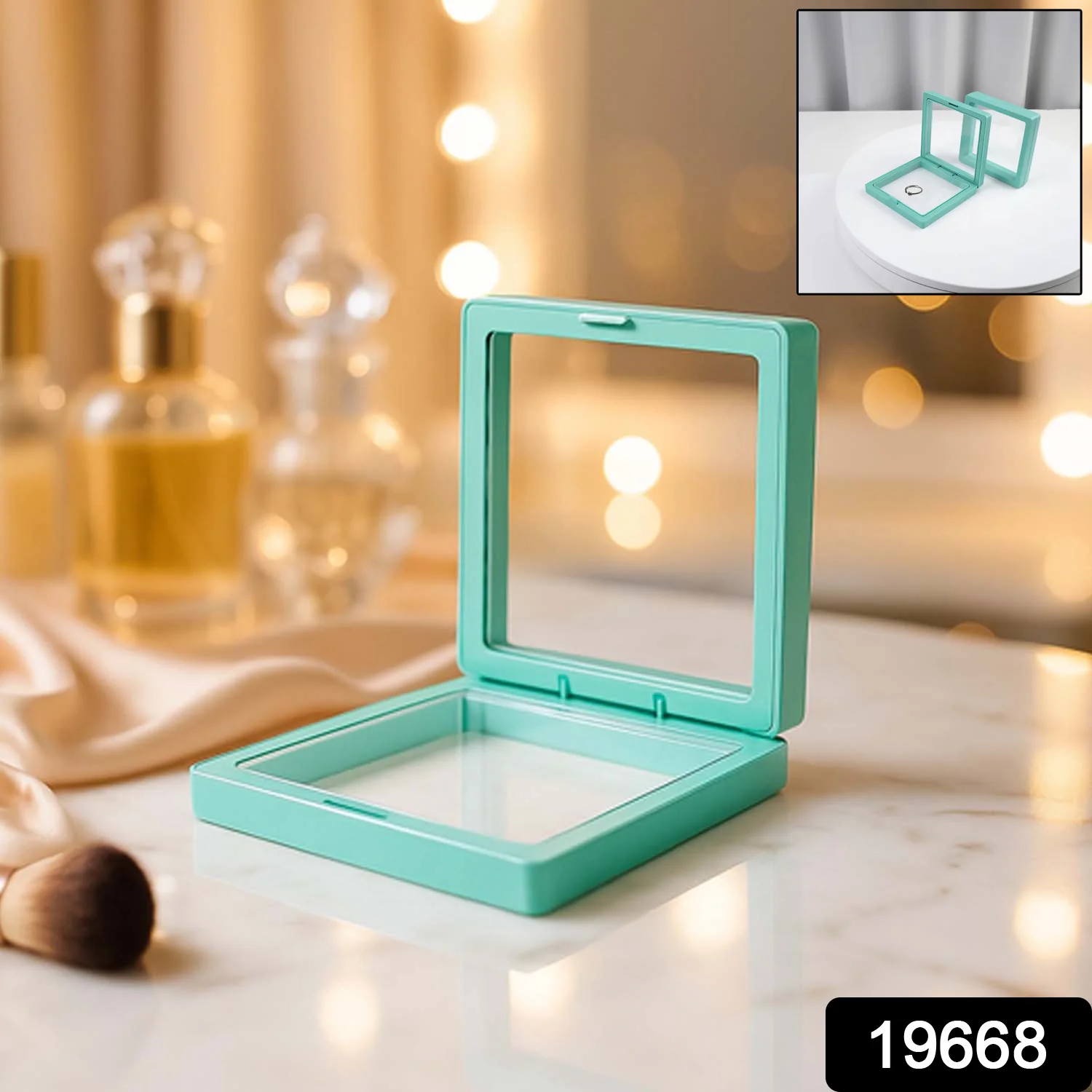 Transparent Jewellery Display Box (9x9 cm / 1 Pc / Green) - Image 2