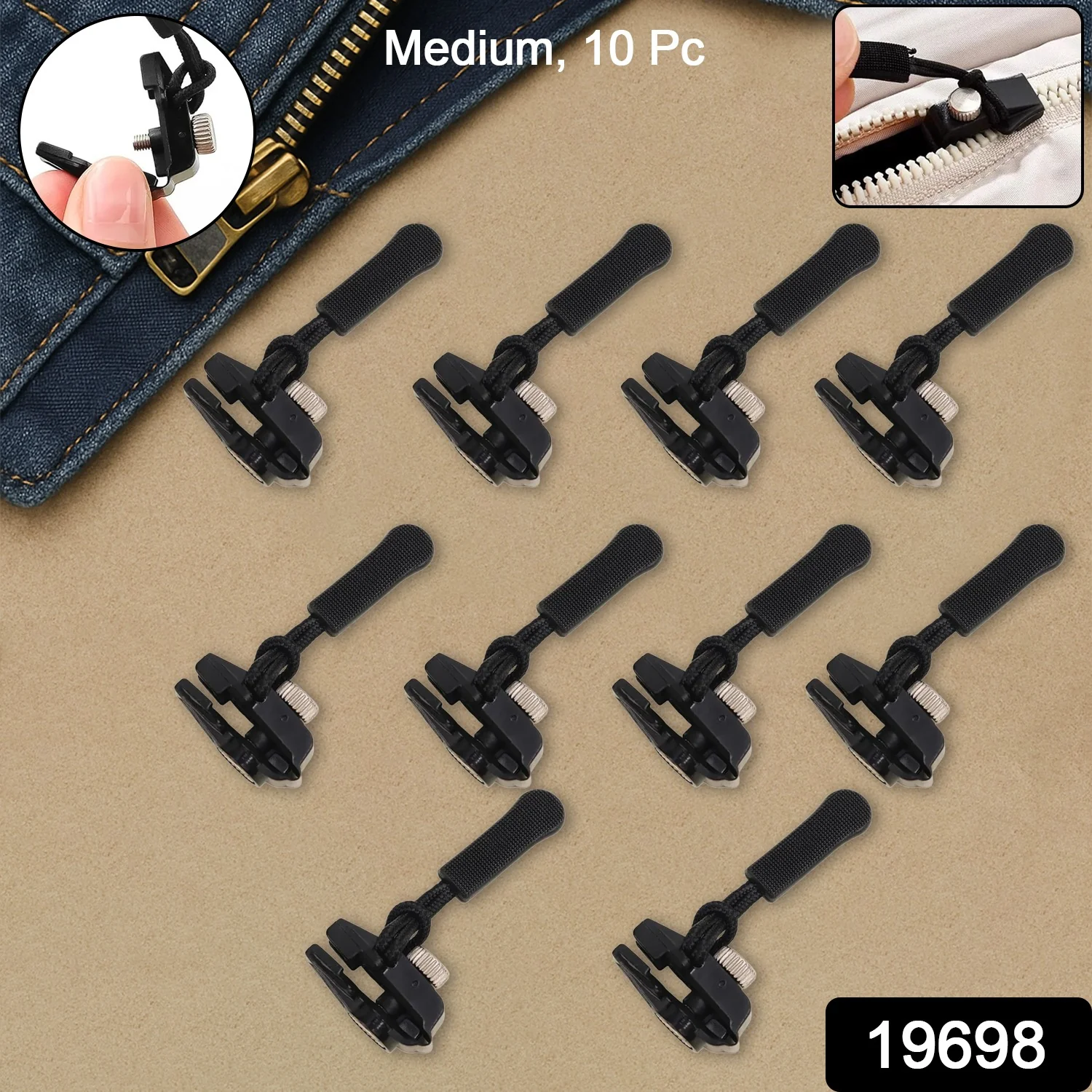 Portable Universal Detachable Zipper Slider (10 Pc /Medium) - Image 2