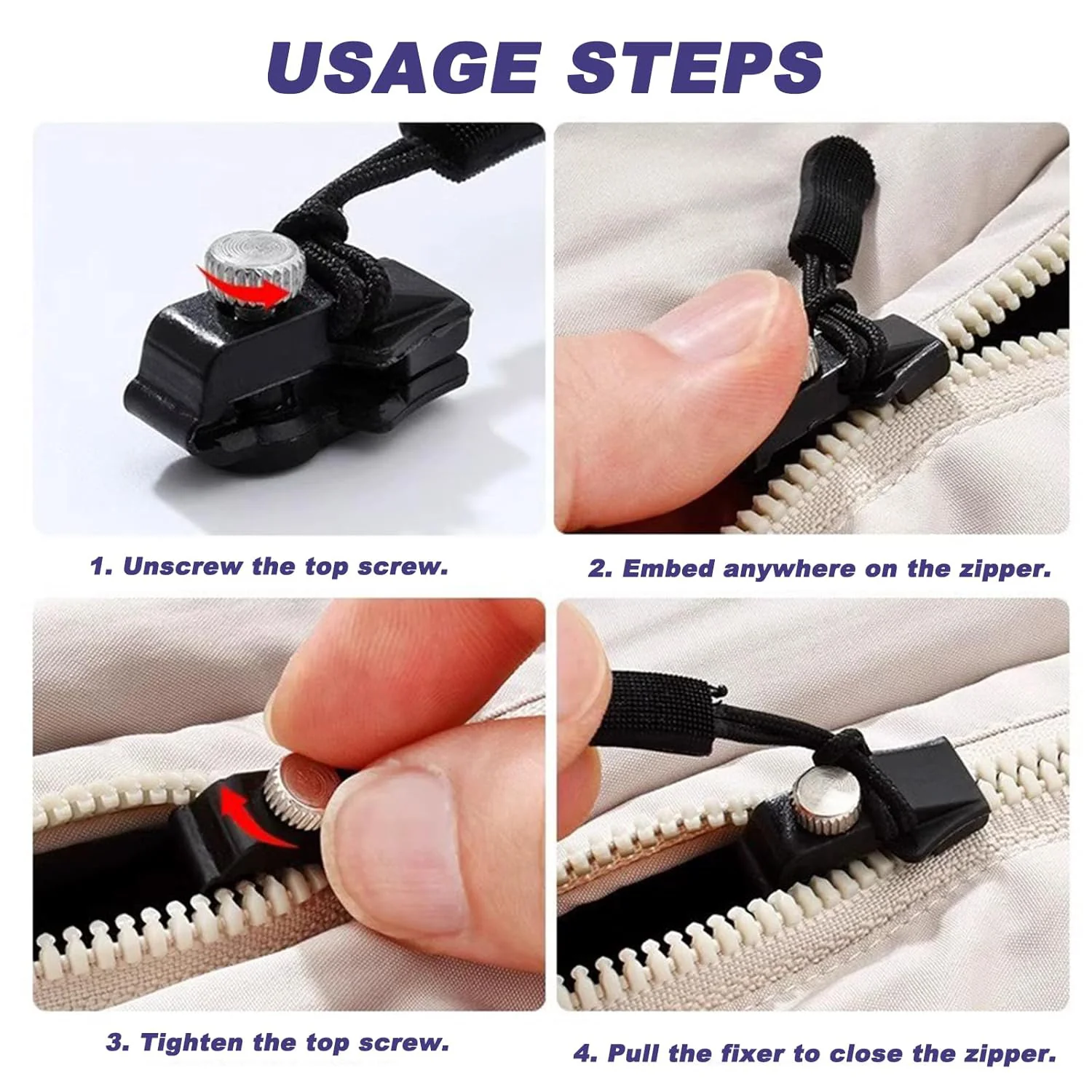 Portable Universal Detachable Zipper Slider (10 Pc /Medium) - Image 4