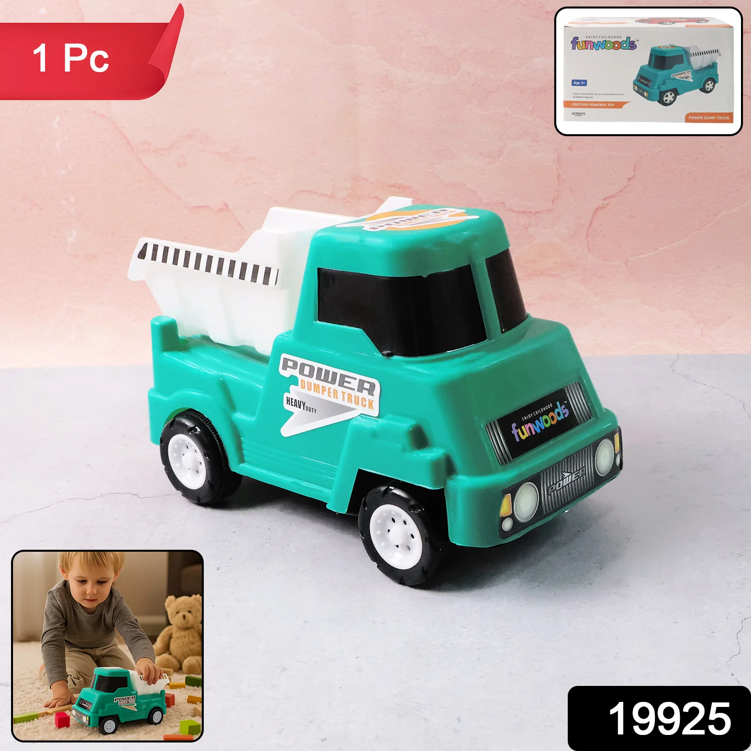 Funwoods Kids Power Dumper Truck Toy Friction Powered Construction Dump Truck Toy 1 Pc - Image 2