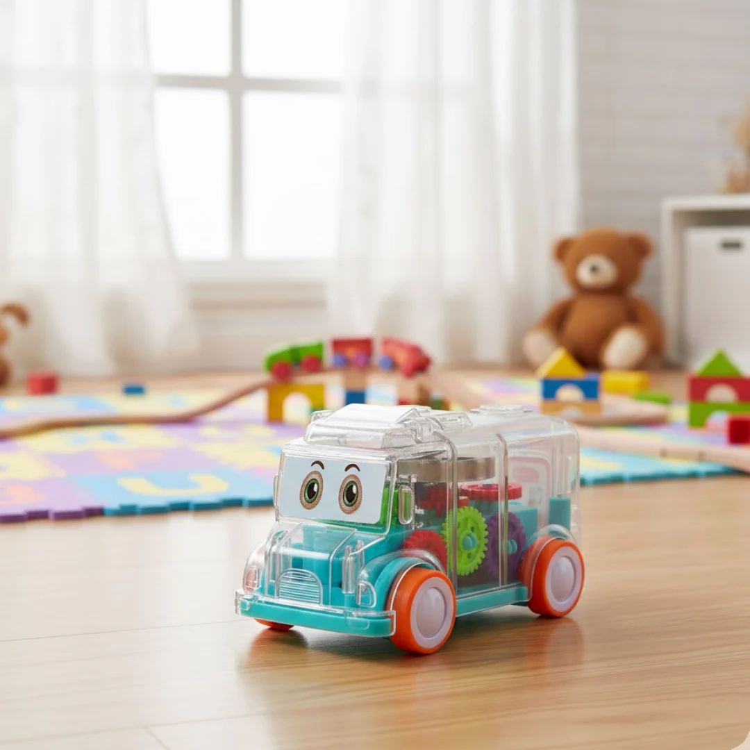 Transparent Musical Mini School Bus Toy for Kids - Image 4