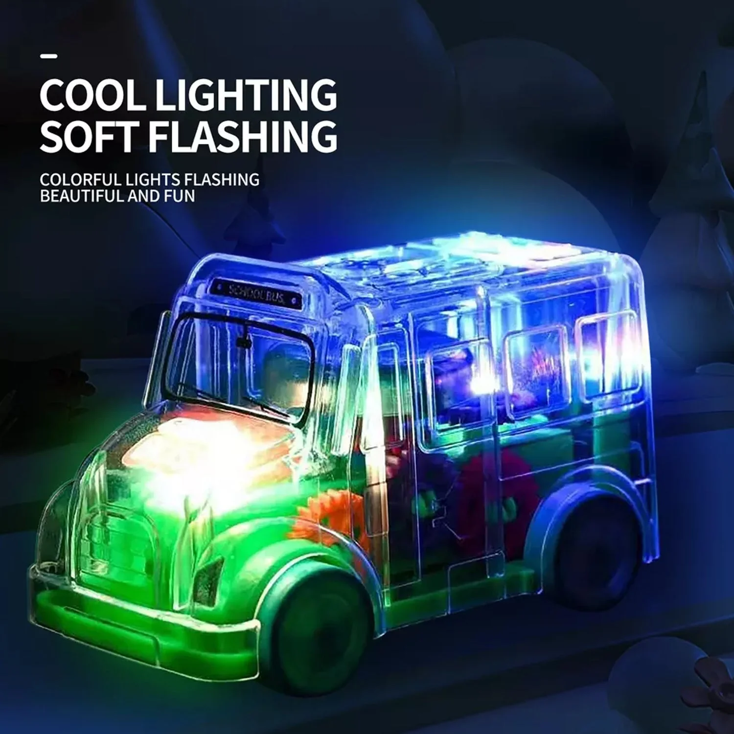 Transparent Musical Mini School Bus Toy for Kids - Image 6