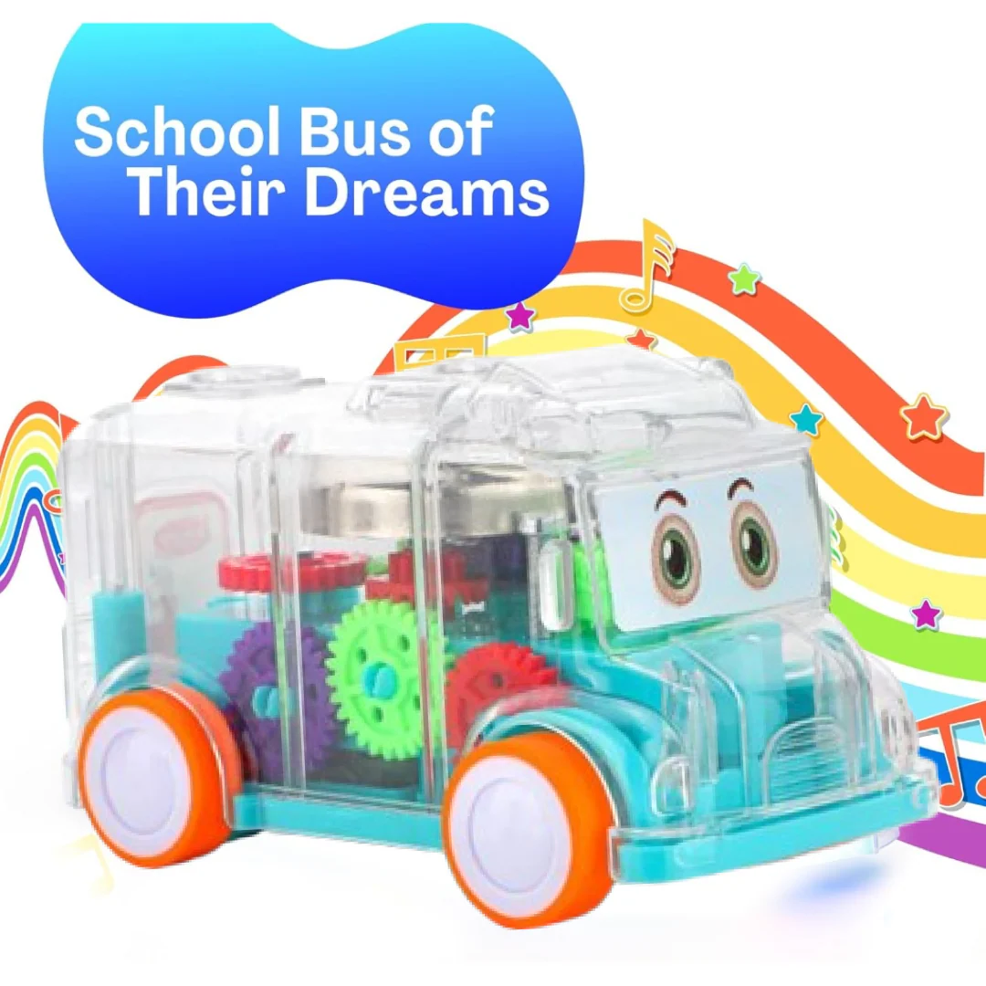 Transparent Musical Mini School Bus Toy for Kids - Image 7