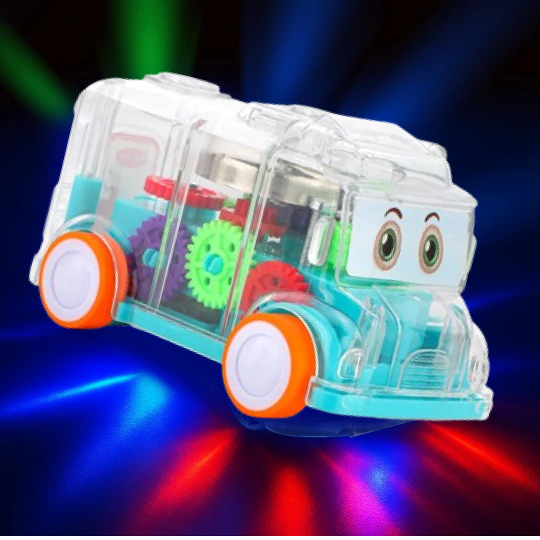 Transparent Musical Mini School Bus Toy for Kids - Image 8
