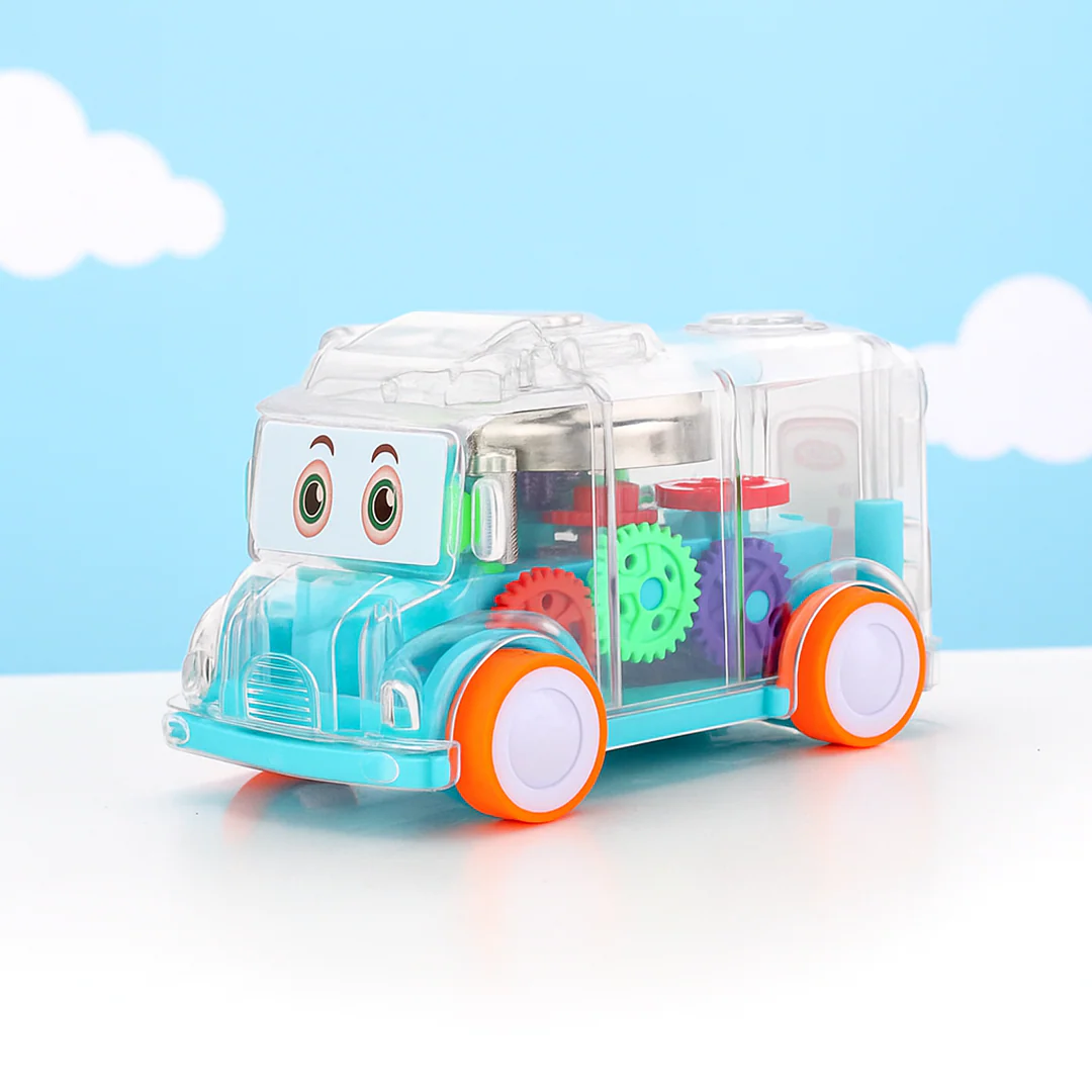 Transparent Musical Mini School Bus Toy for Kids - Image 9