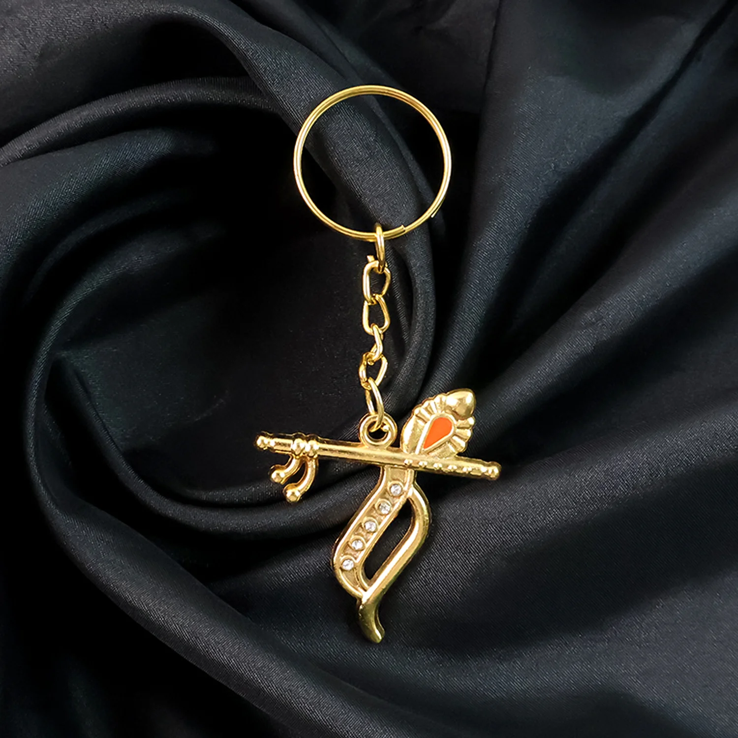 Flute and Peacock Feather Krishna Design Keychain (1 Pc) - Image 7