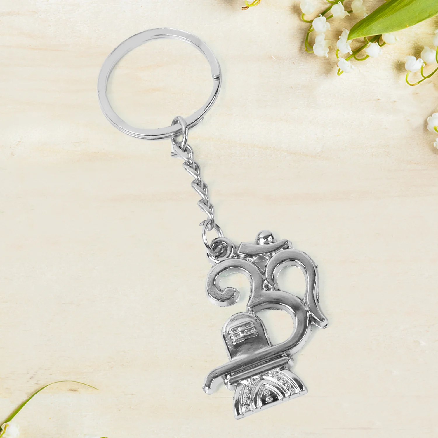 Om with Shivling Metal Keychain (1 Pc) - Image 3