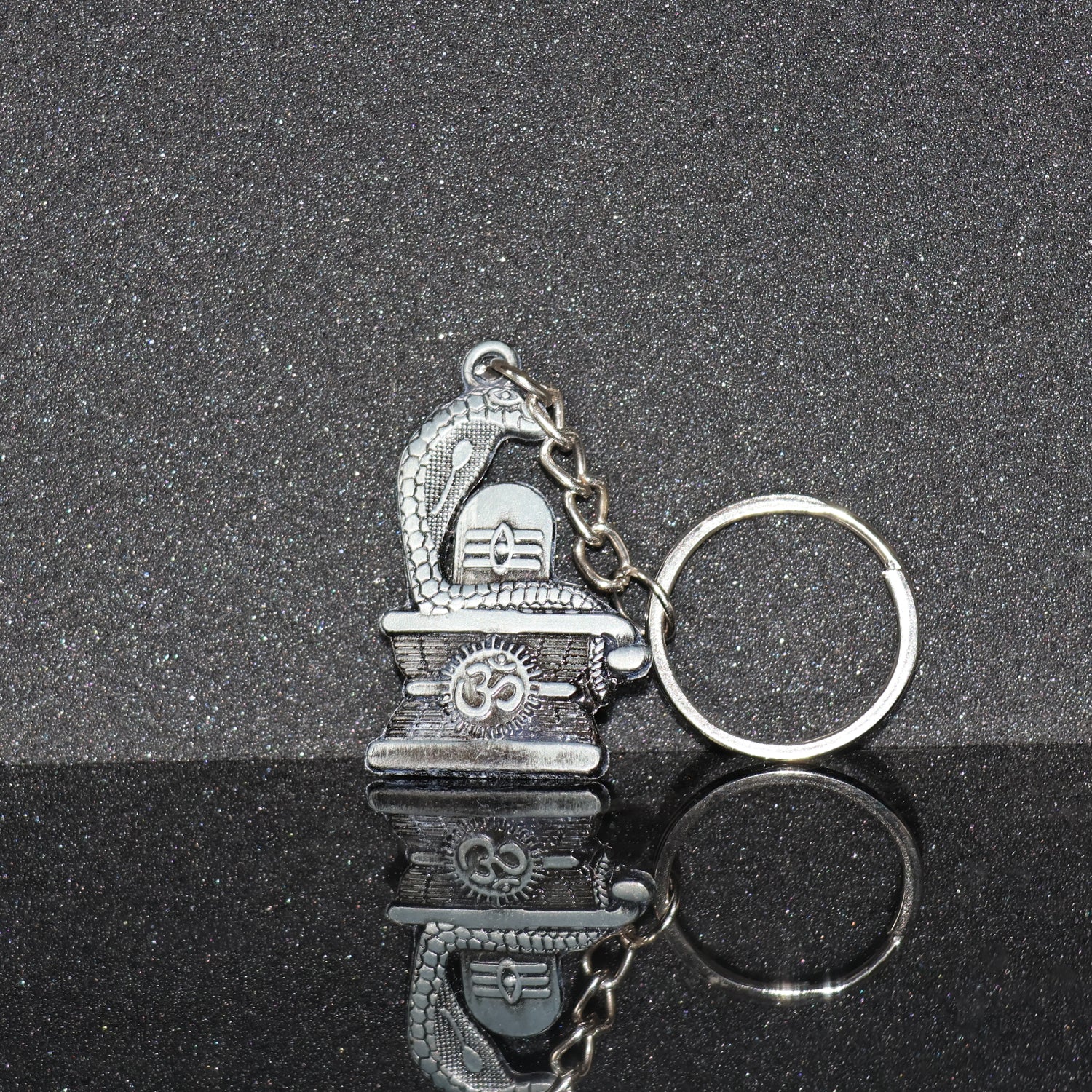 Shivling with Snake Design Silver Keychain (1 Pc) - Image 3