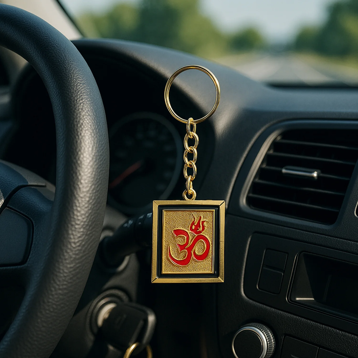 Om Trishul Symbol Golden Keychain (1 Pc) - Image 3