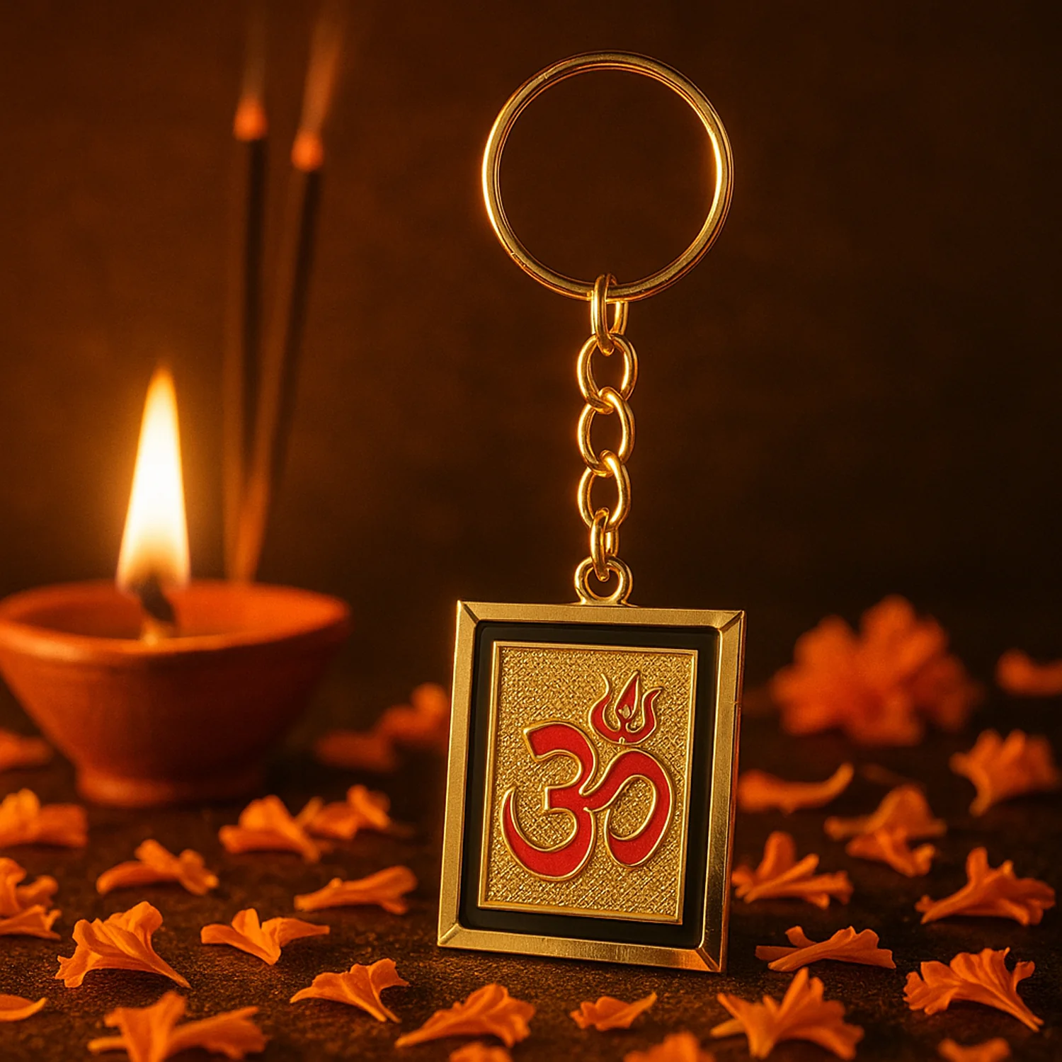 Om Trishul Symbol Golden Keychain (1 Pc) - Image 6