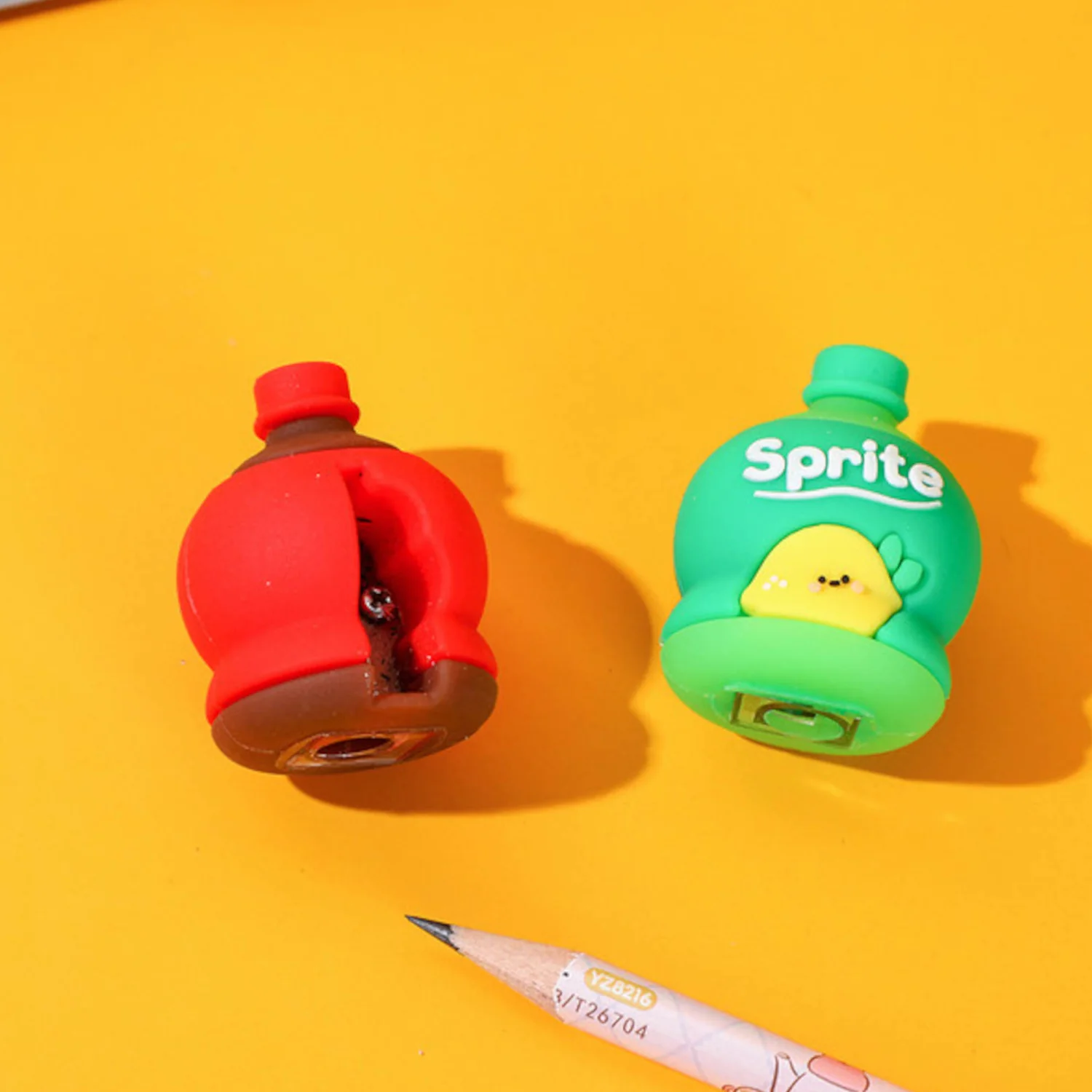 2-in-1 3D Cold Drink Bottle Shape Rubber Pencil Sharpener and Eraser Set(24 Pcs Set ) - Image 4